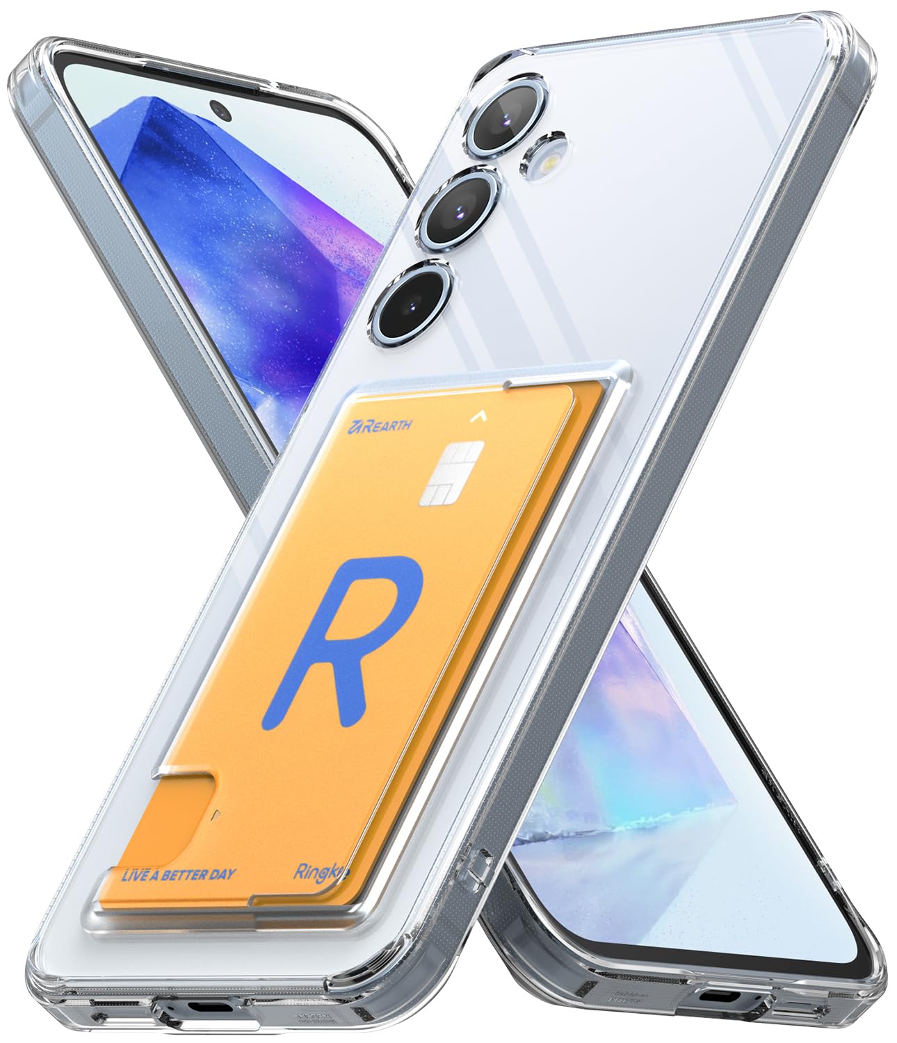 Ringke Fusion Card Compatible with Samsung Galaxy A55 5G Case Back Cover Transparent Hard Back Soft Flexible TPU Bumper with Built-in Slim Card Holder Wallet Scratch Resistant - Clear (B0CVCDVDZ4) Amazon Price History, Amazon Price Tracker