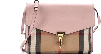 Pre-Loved Macken Crossbody Bag Leather and House Check Canvas Small, Brown