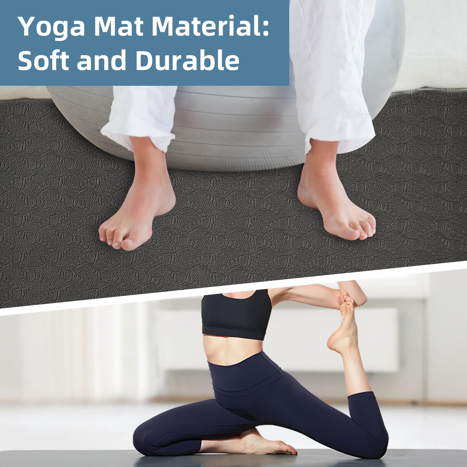 Tapis De Yoga EcoPro En Caoutchouc Naturel – 100% Biodégradable, Ultra Antidérapant, Lavable, 185x60x0,4 Cm
