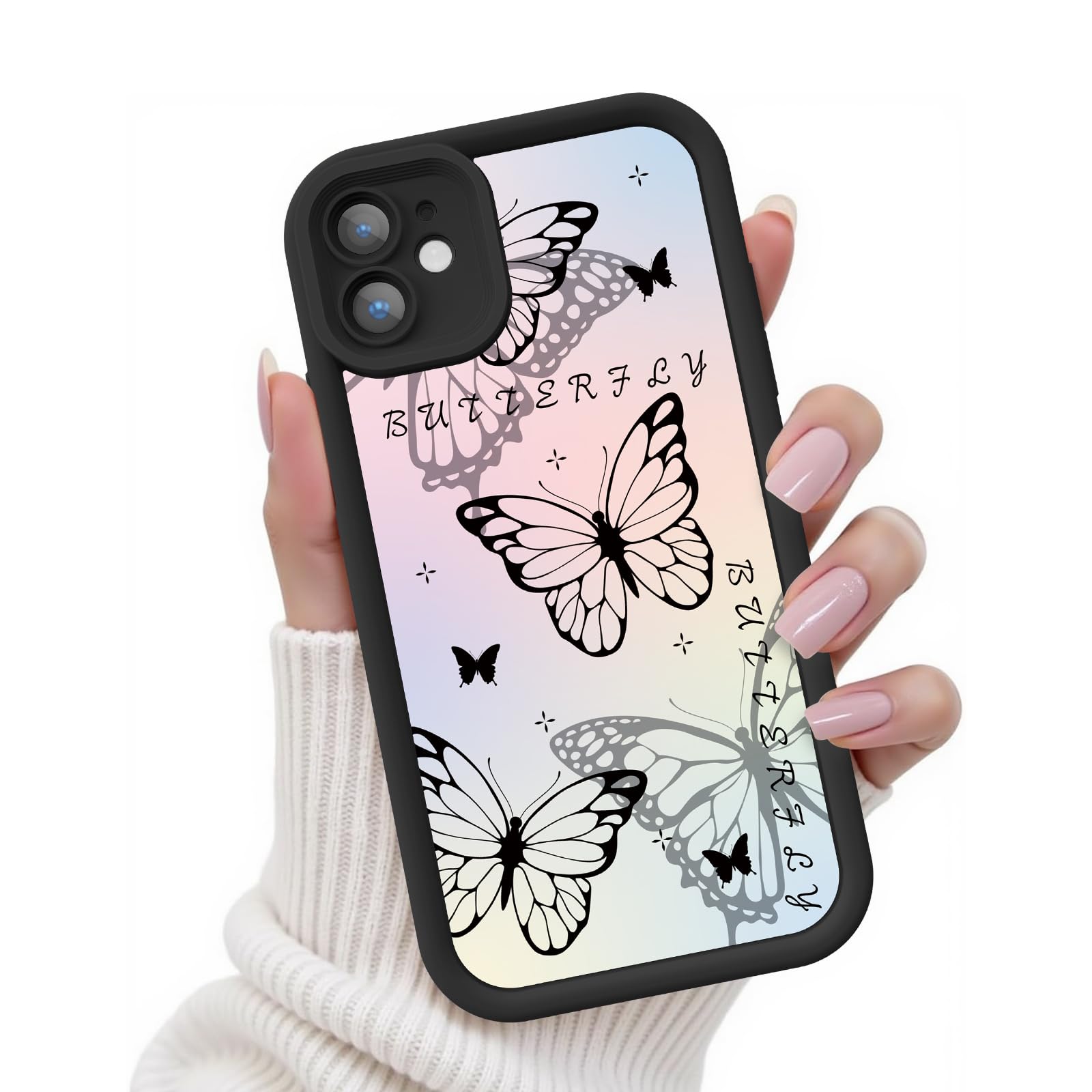 FUXICASE for iPhone 11 Case, Creative Butterfly Pattern Design for Girl Women, Soft Silicone Shockproof Anti-Scratch Protection Phone Cover for iPhone