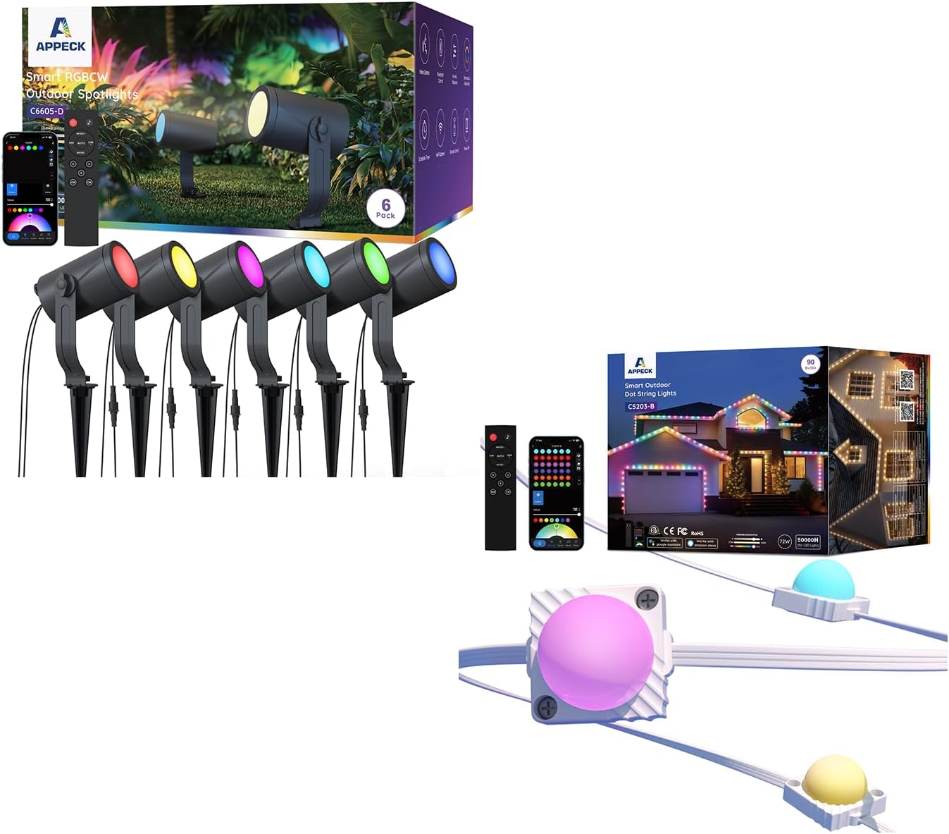 APPECK Smart Outdoor Lights 2 Items, for Christmas...