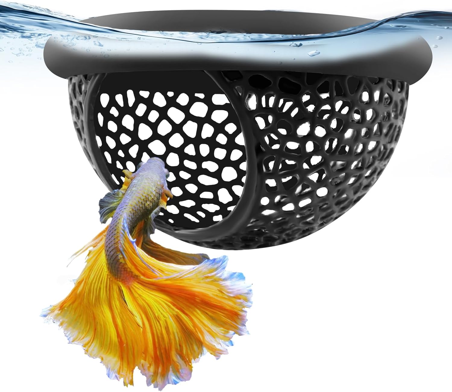 Floating Betta Hide & Multi-Functional Hammock,Small Fish Feeding Rings, Aquarium Hiding Feeding Decorative Accessories?3D Printed Aquarium Decor