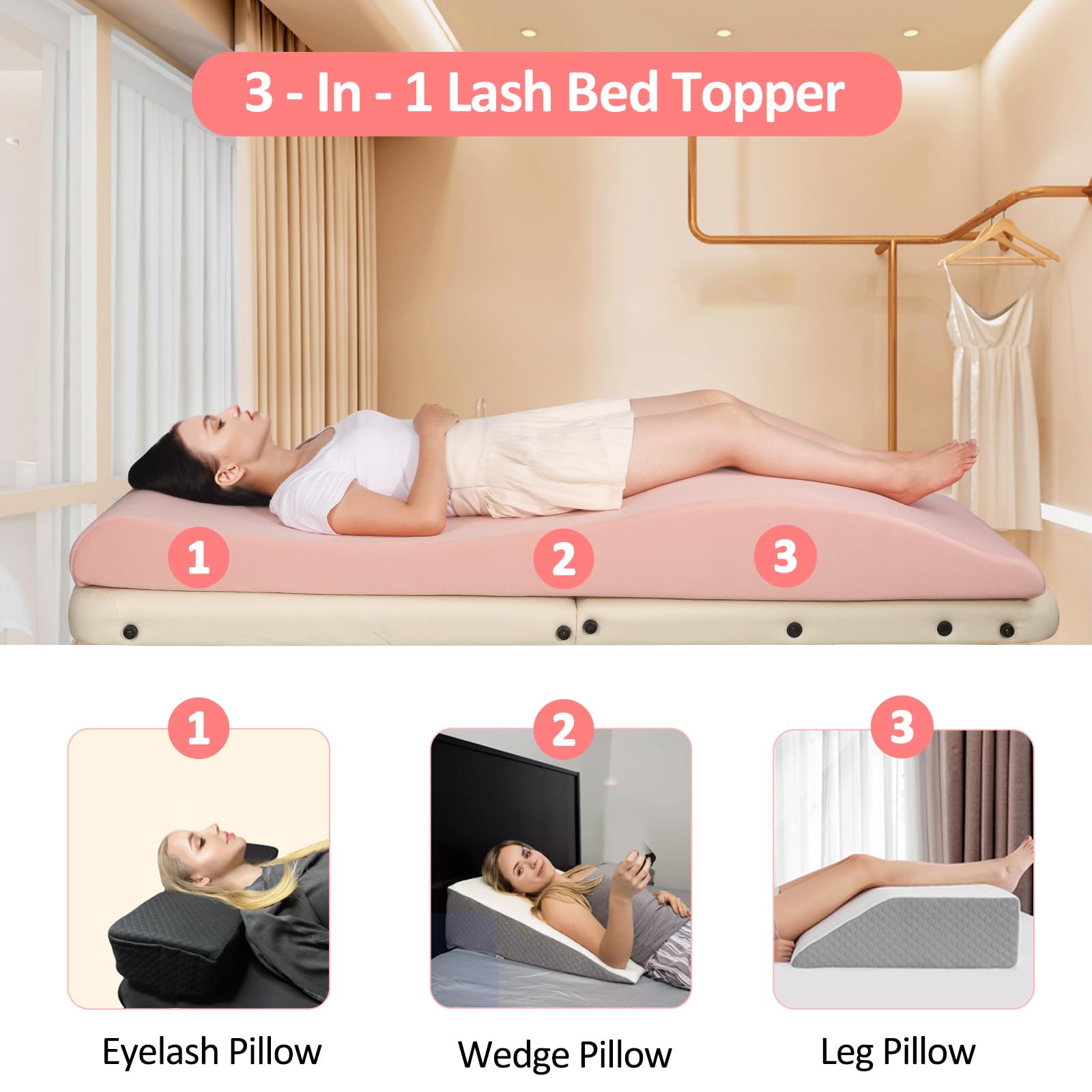 Cubrecolchón ergonómico de espuma para cama de masaje, para sala de belleza, cojín de cama de masaje 30D con funda extraíble (negro, 23.6 pulgadas) 3
