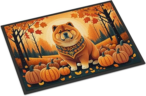 Caroline's Treasures DAC1037MAT Chow Chow Fall Doormat 18x27 Front Door Mat Indoor Outdoor Rugs for Entryway, Non Slip Washable Low Pile, 18H X 27W