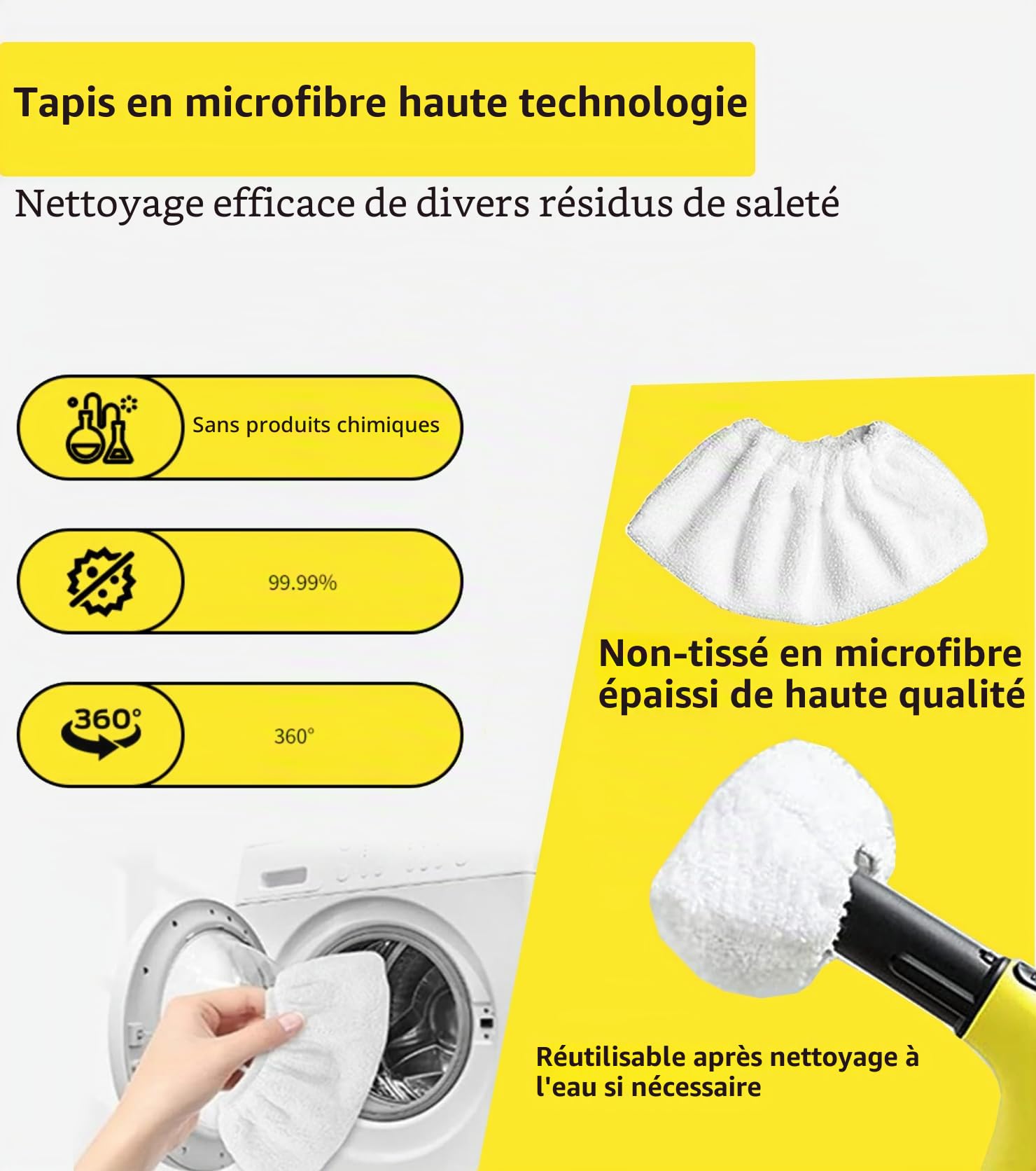 Lot de 8 pour compatible Karcher SC1 SC3 SC5 SC4 SC2 Accessoires de buse manuelle 2.884-280.0, brosse de nettoyage, brosse ronde, chiffon en fibre, pièces de rechange
