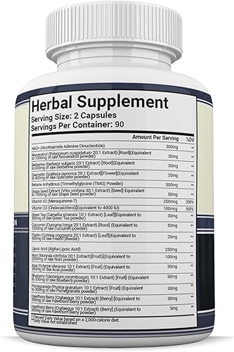 Miniatura 14 de Suplemento de resveratrol NAD+ (150 unidades) – Suministro a granel de 5 meses NAD para energía celular ultra larga, envejecimiento saludable