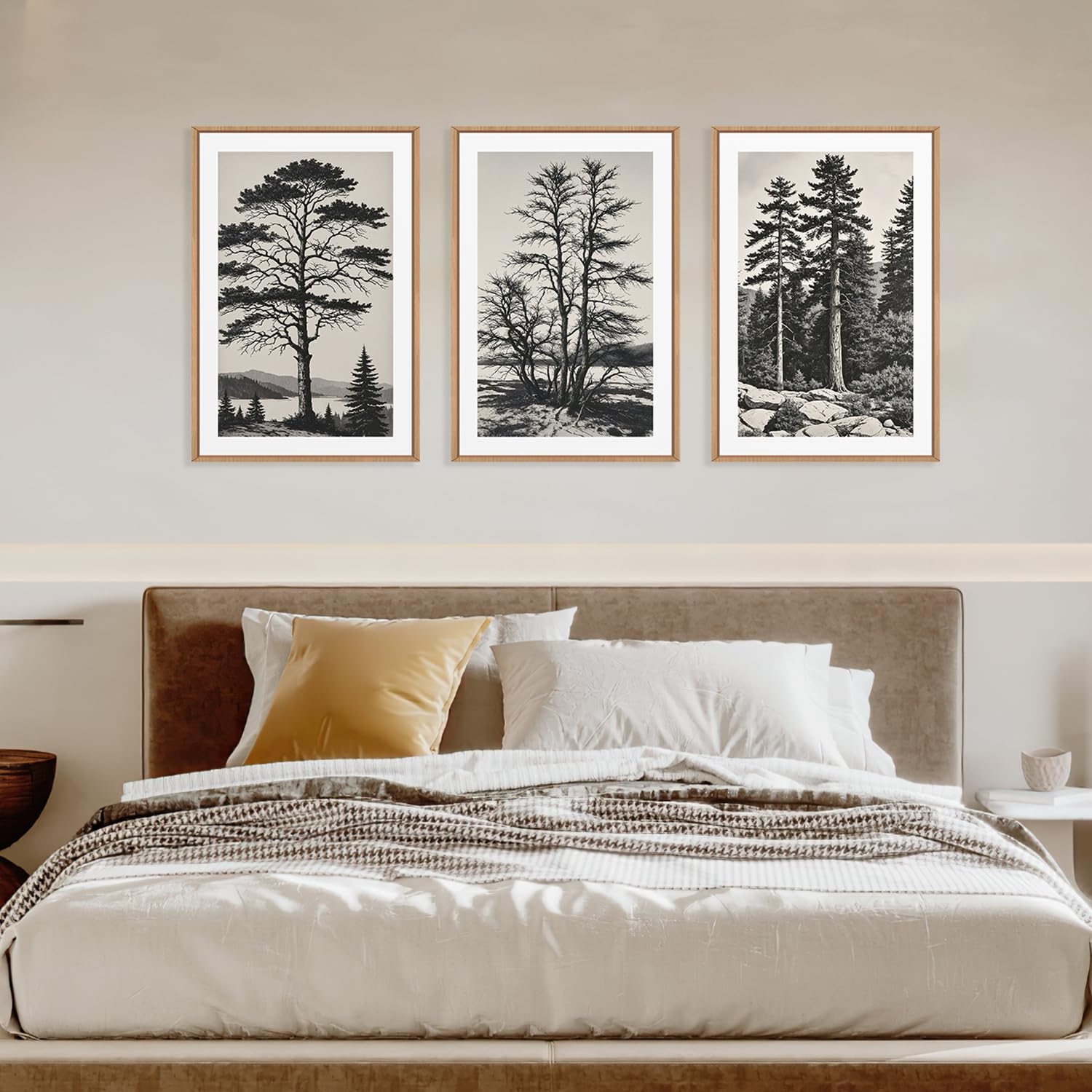 Amazon.com: LHIUEM Large Vintage Sketch Tree Framed Wall Art Set