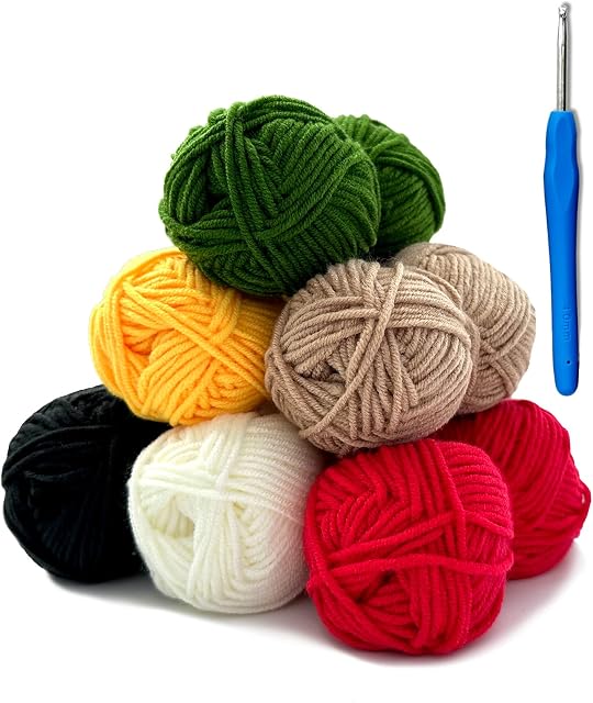 Crochet Kits for Beginners Adults,Crochet Yarn Acrylic Double Knitting Wool for CrochetYarn for Crochet Acrylic Wool for Knitting 6 x 25g with 4mm Crochet Hook (Xmas)