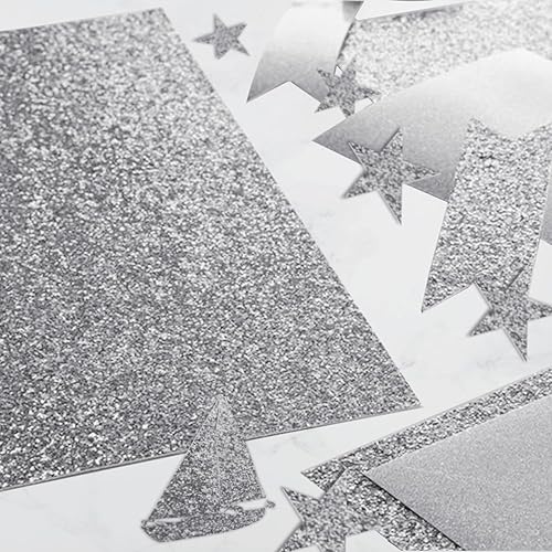 Miniatura 7 de 25 hojas de cartulina plateada con purpurina, 110 libras, 300 GSM, cartulina pesada de papel con purpurina de 8.2 x 11.7 pulgadas para Cricut,