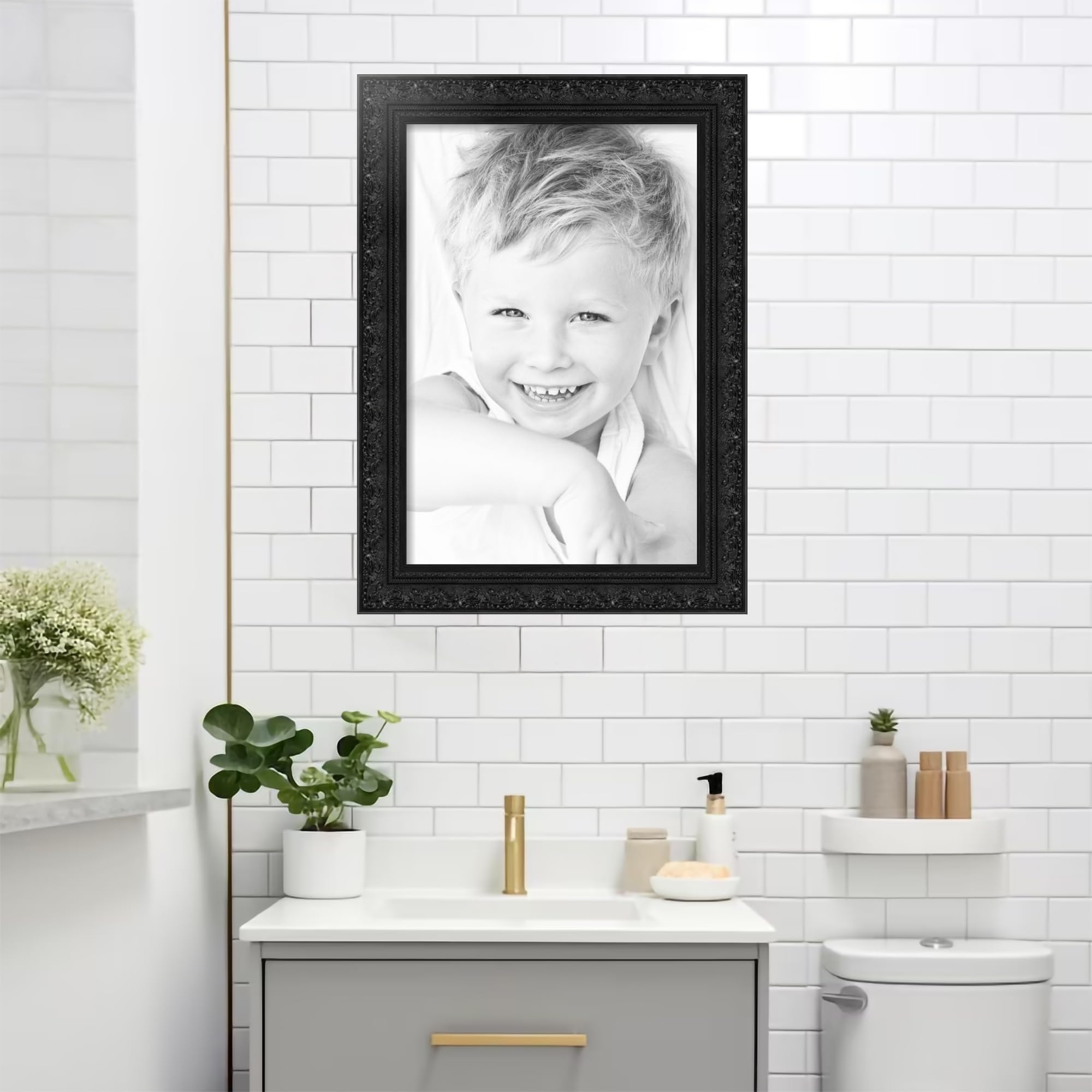 ArtToFrames 16x24 Inch Black Picture Frame, This 2.69 Inch Custom Poster Frame is Majestic Black - Comes with Economy Acrylic and Corrugated Backing (WOM5120-16x24)