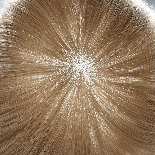 Miniatura 6 de Tupé para hombres, piezas de cabello humano europeo, encaje suizo suave, nudos blanqueados, línea capilar natural, sistema de reemplazo de cabello