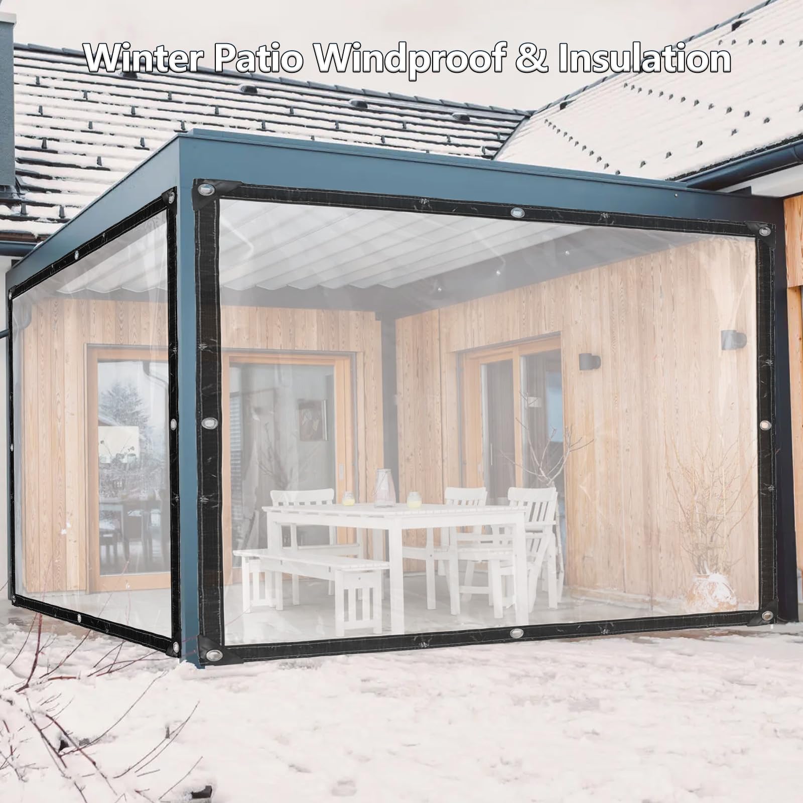Transparente Plane Wasserdicht, 2x7m Abdeckplane PVC mit Ösen für Außenbereich, Wetterfeste Plane Tarpaulin für Gartenmöbel Balkon Pflanzen Gewächshaus Dach Haustiergehege