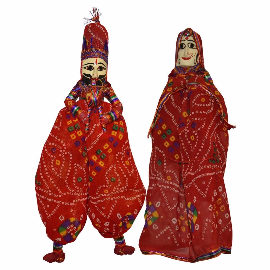 Saudeep India Trading Corporation Puppet Pair, Handcrafted, Kathputli, katputli Colorful, Wooden, Face String, Rajasthani Kaka kaki, Play, showpiece-image-16