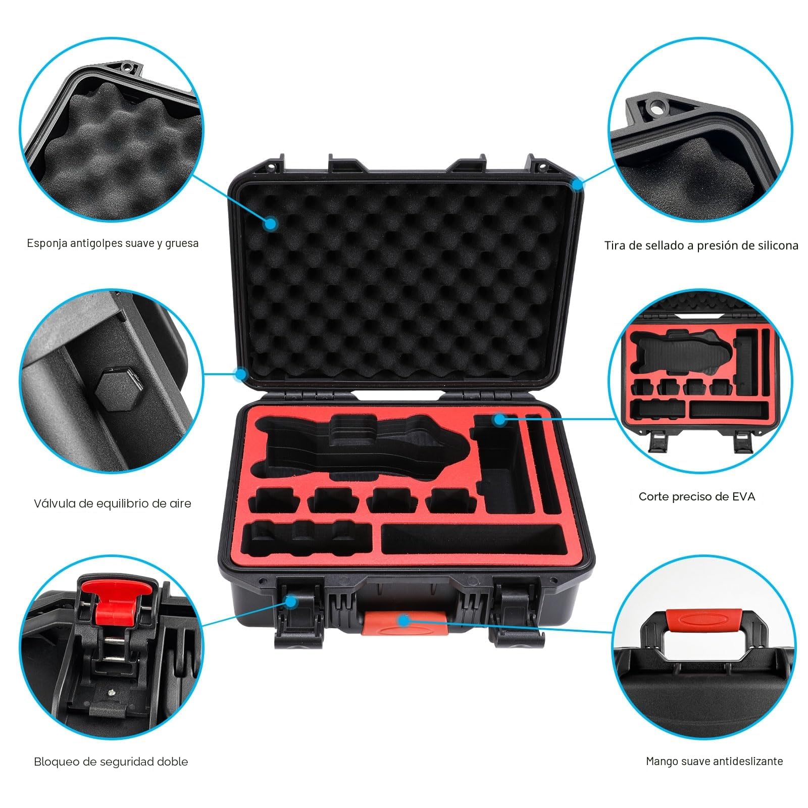 FPVtosky Mavic 4 Pro Funda，Funda rígida Impermeable para dji Mavic 4 Pro Drone, Bolsa de Transporte para dji Mavic 4 Pro Fly More Combo/Creador Combo/Baterías, Hub de Carga Accesorios（Sólo Estuche）