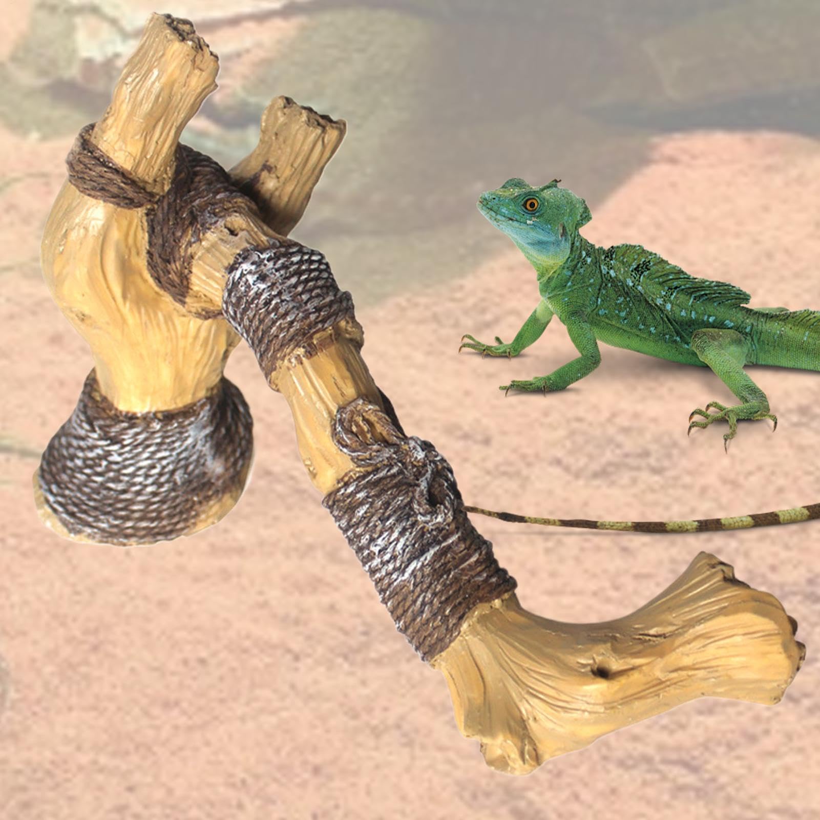 Rama trepadora de reptiles, decoración de tanque de resina para reptiles, accesorios de rama de árbol para acuarios, ideal para arañas y otras mascotas trepadoras, potenciador natural del hábitat