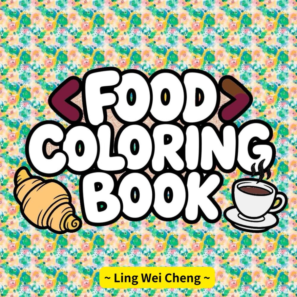 Food: This food coloring book contains 40 line drawings, ranging from simple foods to specialties from different countries