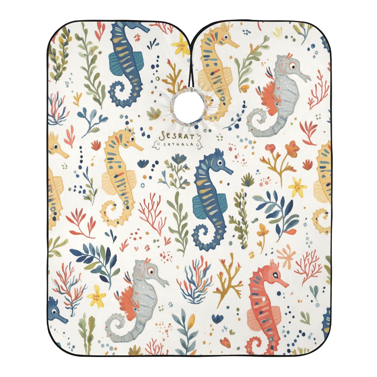 Kigai Seahorses Coral Hair Cutting Cape for Men & Women Waterproof Barber Cape Professional Hairdressing Salon Styling Apron with Adjustable Closure Snap