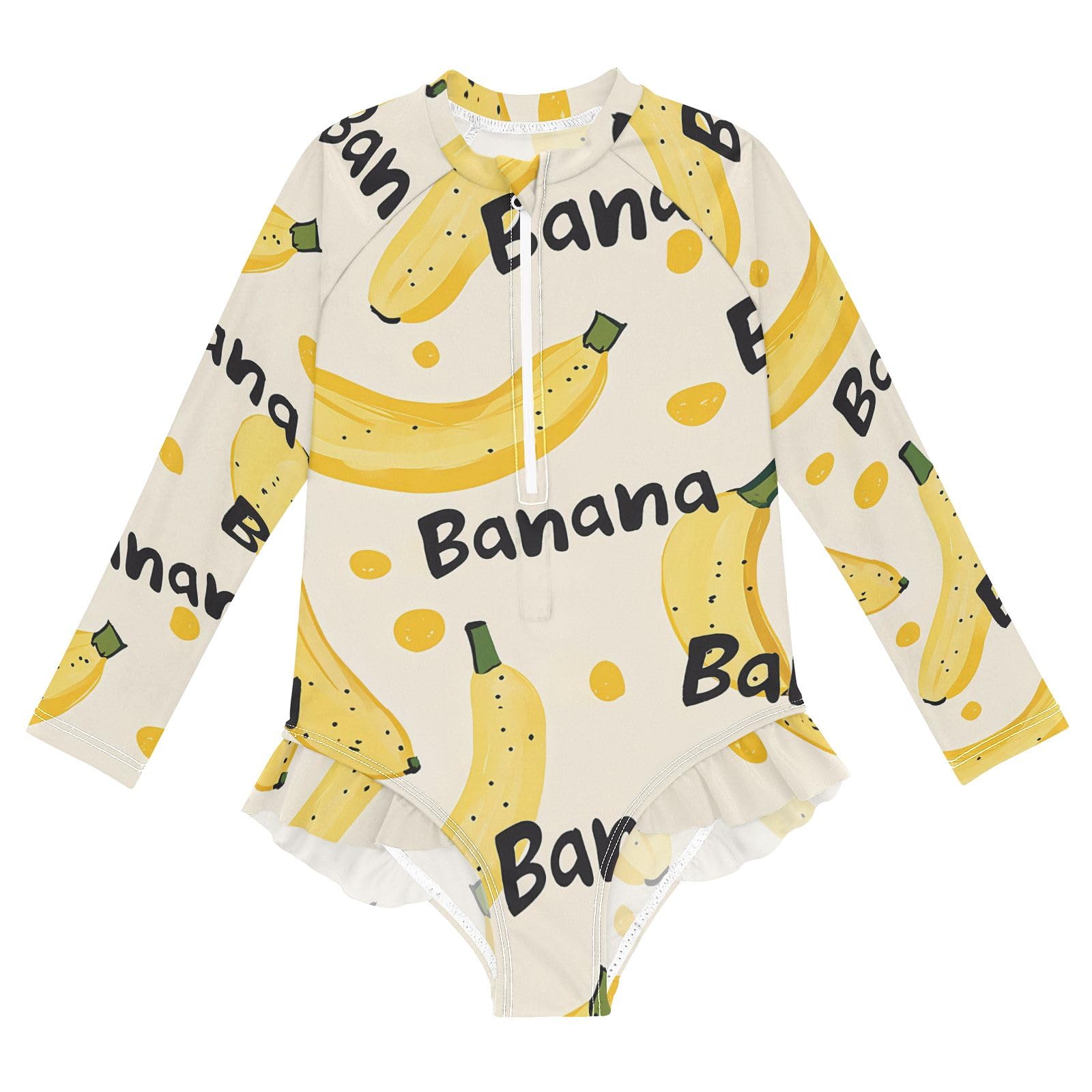 ALAZA Toddler Swimsuit Girl Bathing Suit Swimwear Rash Guard Cute Banana Long Sleeve 3T