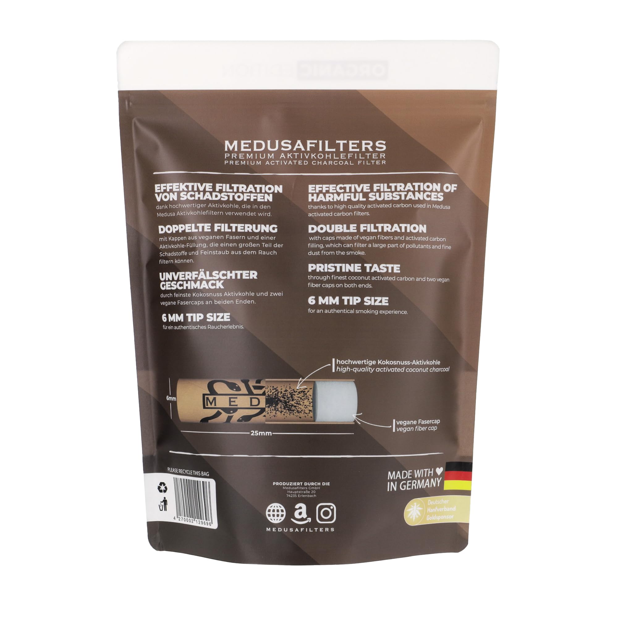 250 Medusafilters Premium Actieve Koolfilter Slim 6mm Tip Size - ROSÉ Edition - Veganistisch