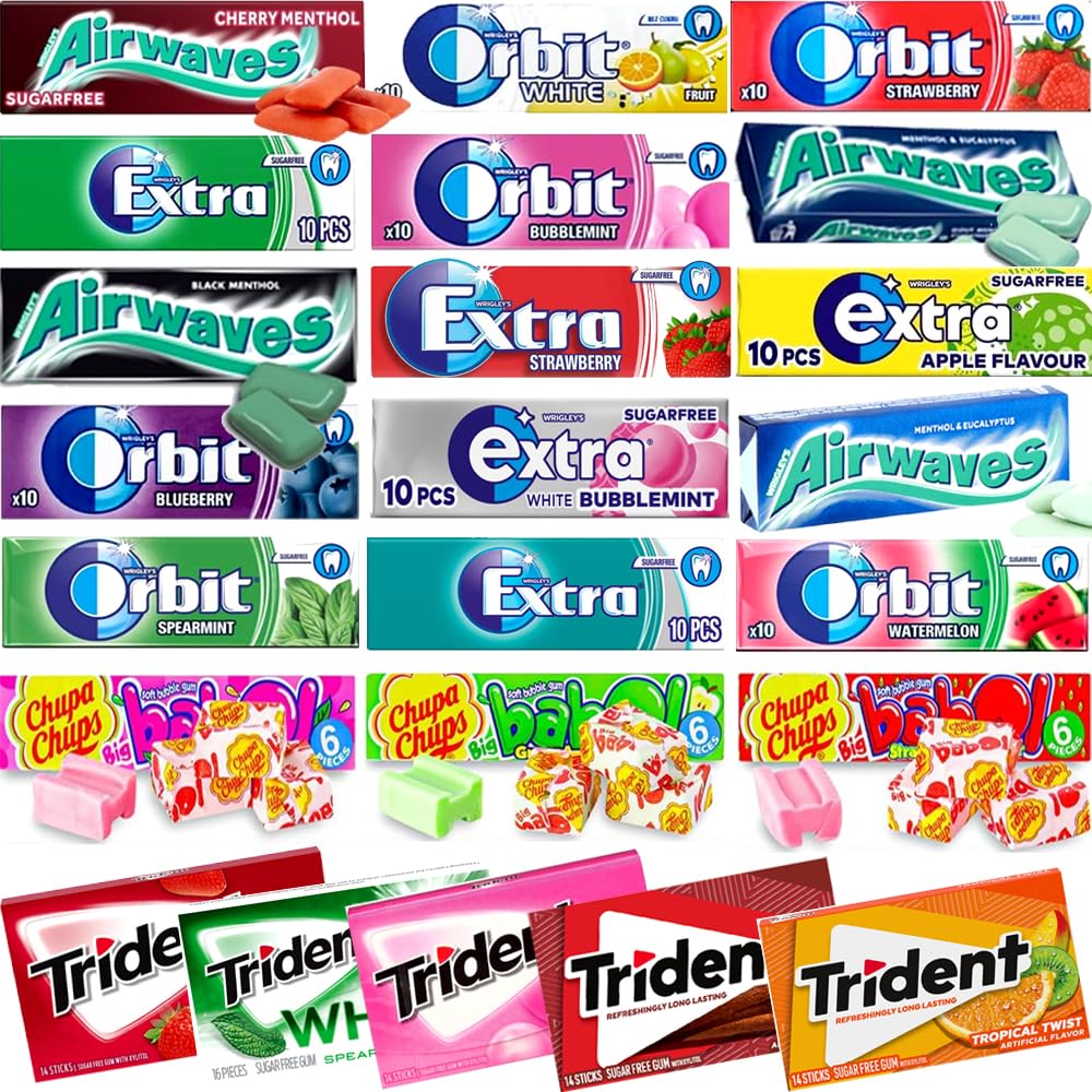 Wrigley's Orbit,Extra,Airwaves,Big Babol Chewing Gum Packs - Random Mixed Chewing Gum Packs (10 Packs)