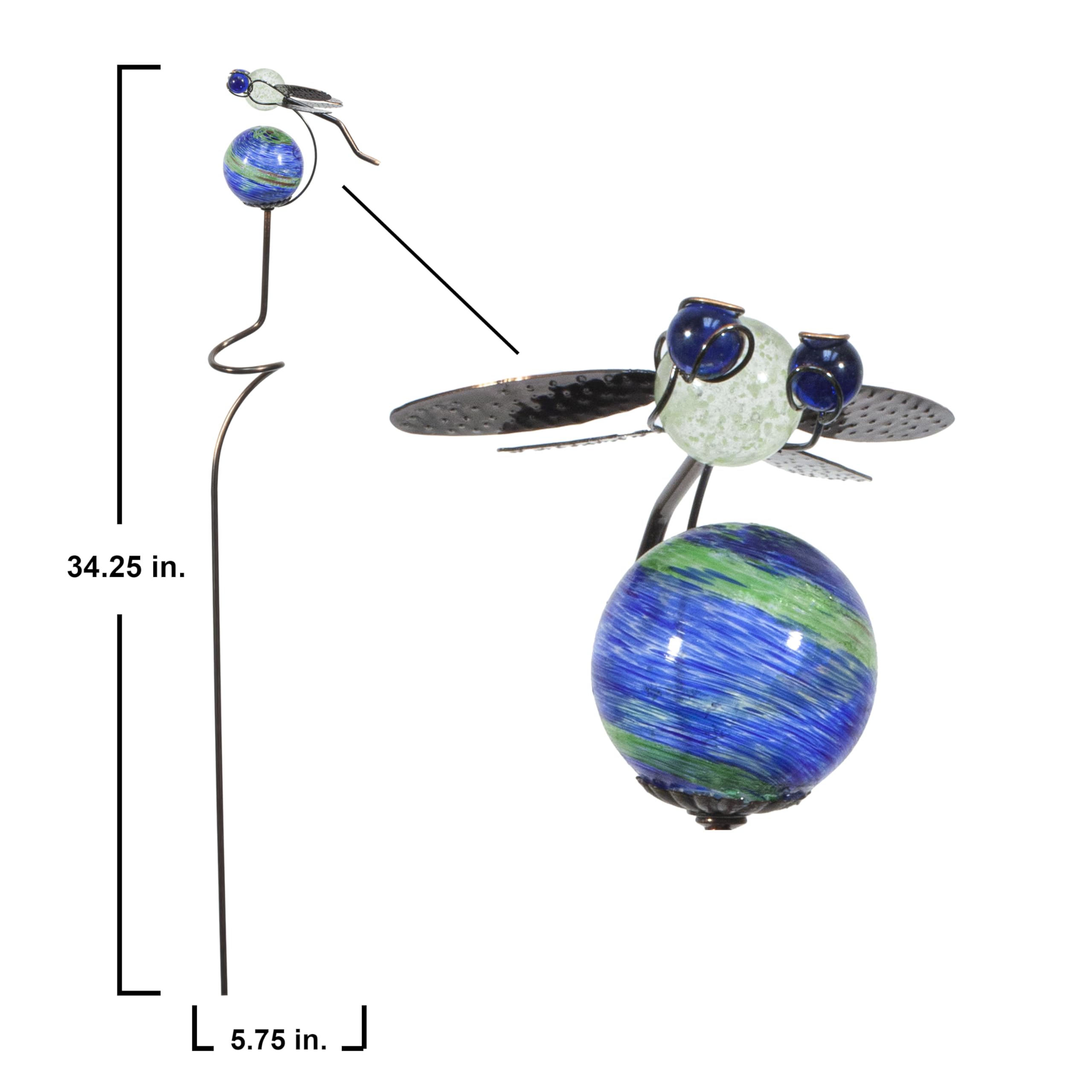 Echo Valley 4204 Illuminarie Dragonfly Stake Outdoor Décor for Yards and Gardens, Copper, 2.38 x 5.75 x 34.25 inches