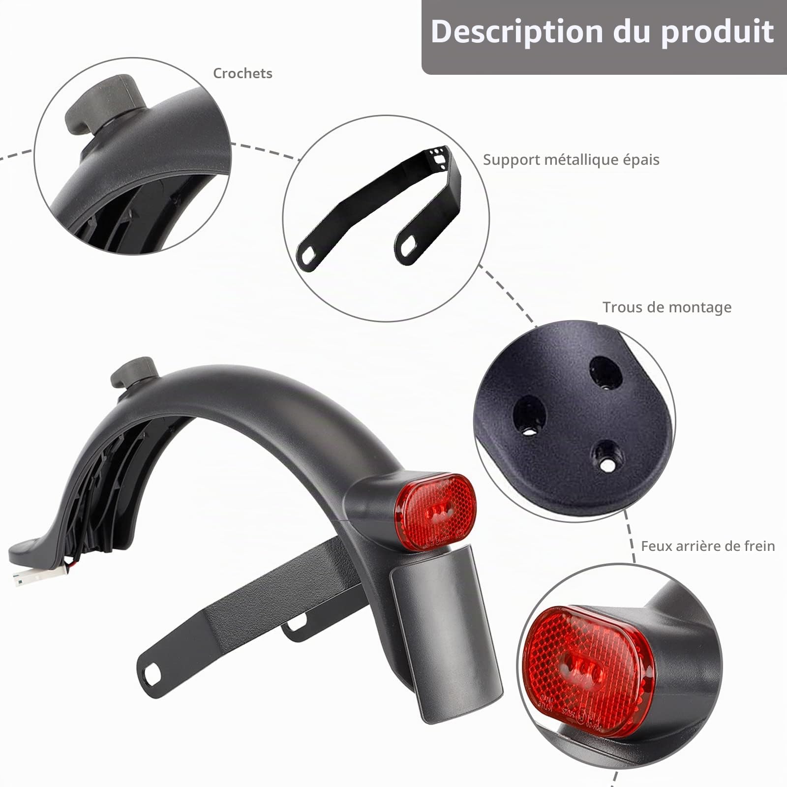 Garde Boue Trottinette Electrique Garde Boue Arrière Trottinette Support Métallique Accessoire Trottinette Electrique pour Xiaomi