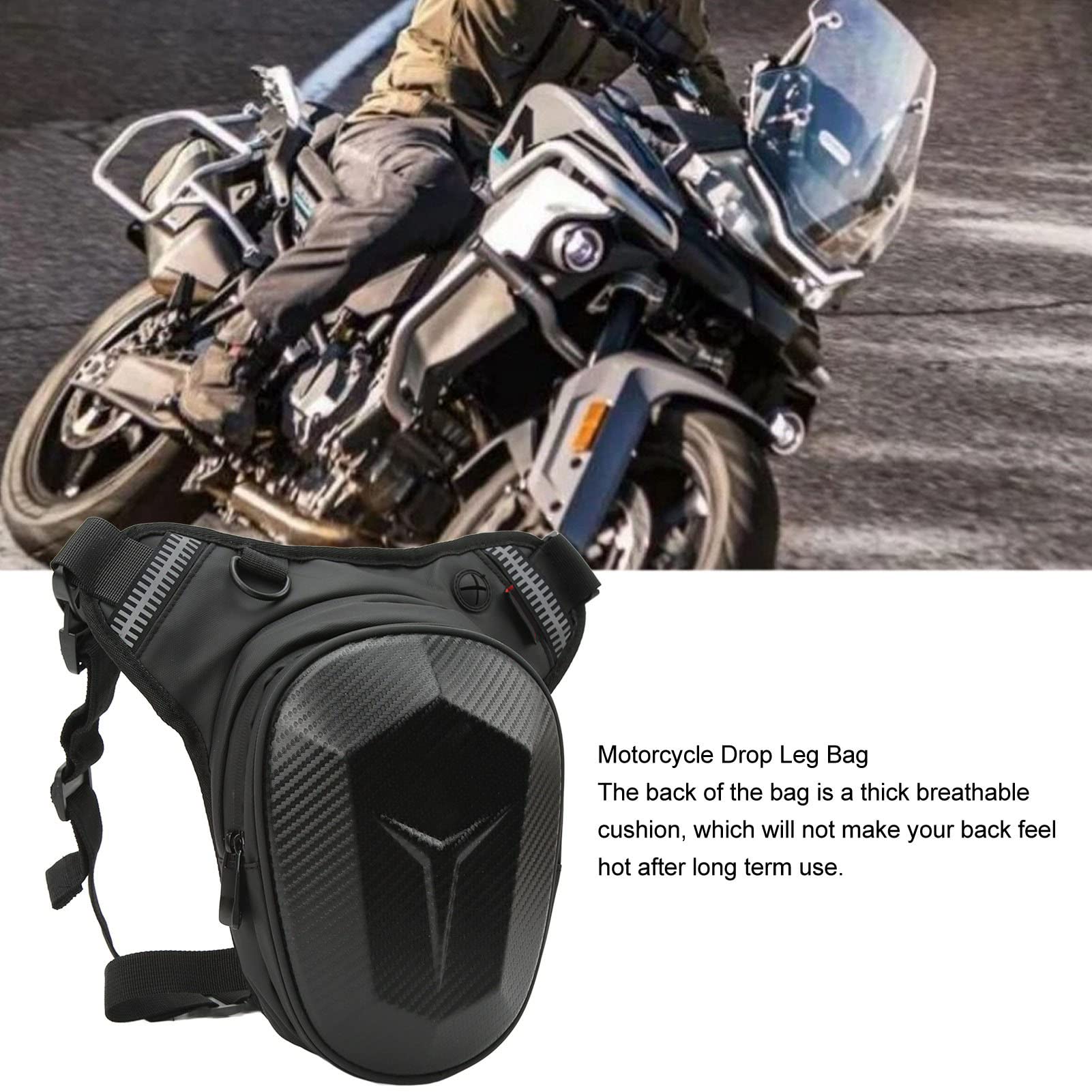 Oberschenkeltasche Verbesserte Wasserdichte Mehrzweck-Motorrad-reflektierende Reißverschlussstreifen-Wanderreise-Reise-Beintasche (Kohlefaser)