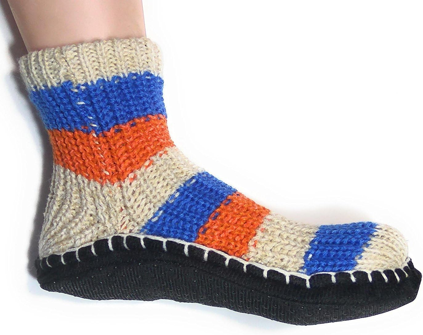 Warm Winter Ankle Length Slipper Socks for Women Ladies Sweet Warm Knitted Booties Slipper Socks Warm Socks for Indoor use - Soft Rubber Sole - 1 Pair (Fits Size 5 to 7) (Assorted Color)