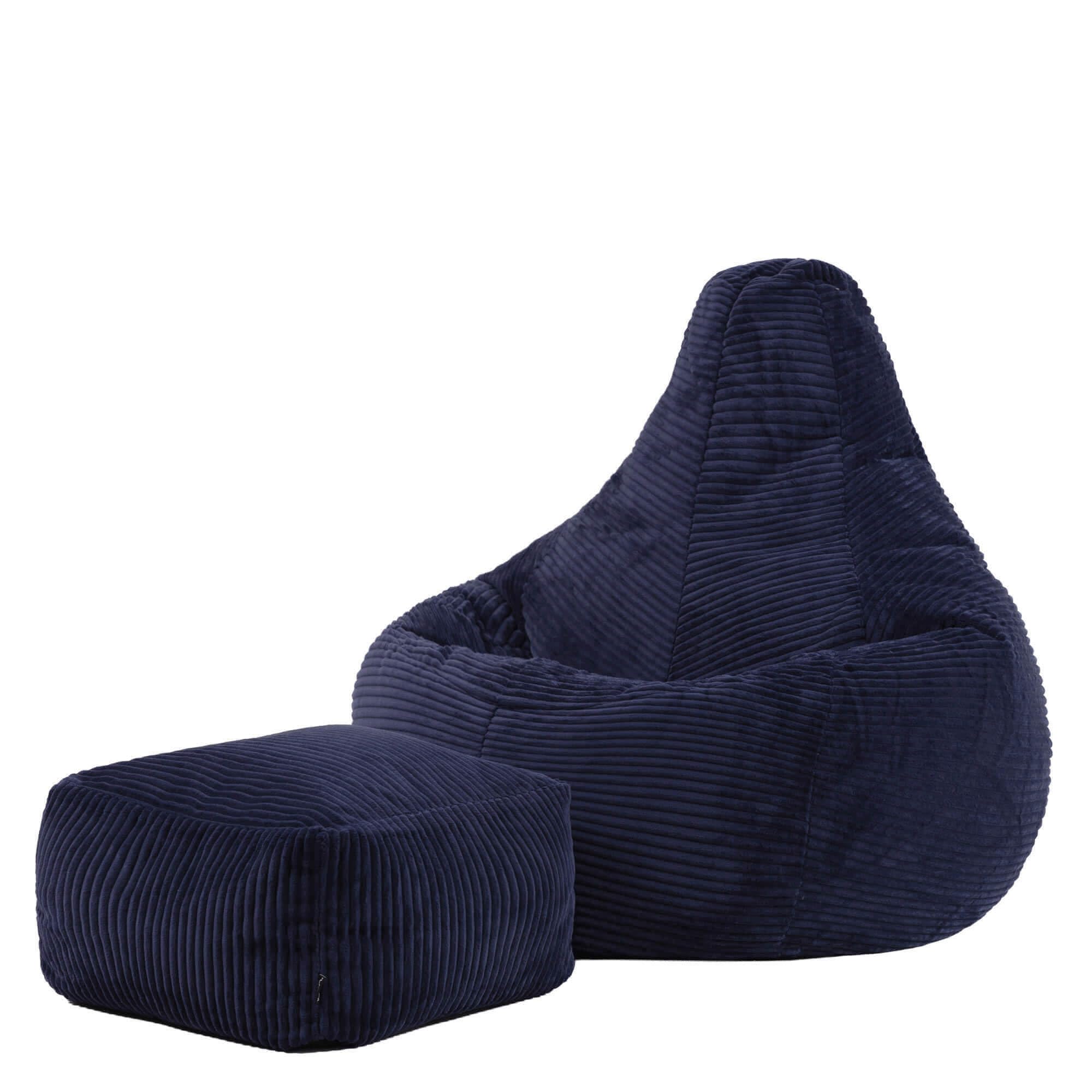 icon Dalton Cord Bean Bag & Footstool with Filling Included, Blue