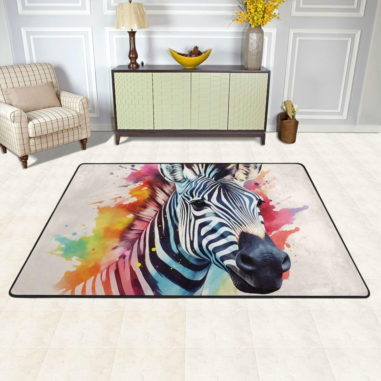 Tapis de sol antidérapant grand format zèbre pour protéger efficacement la cuisine et le bureau