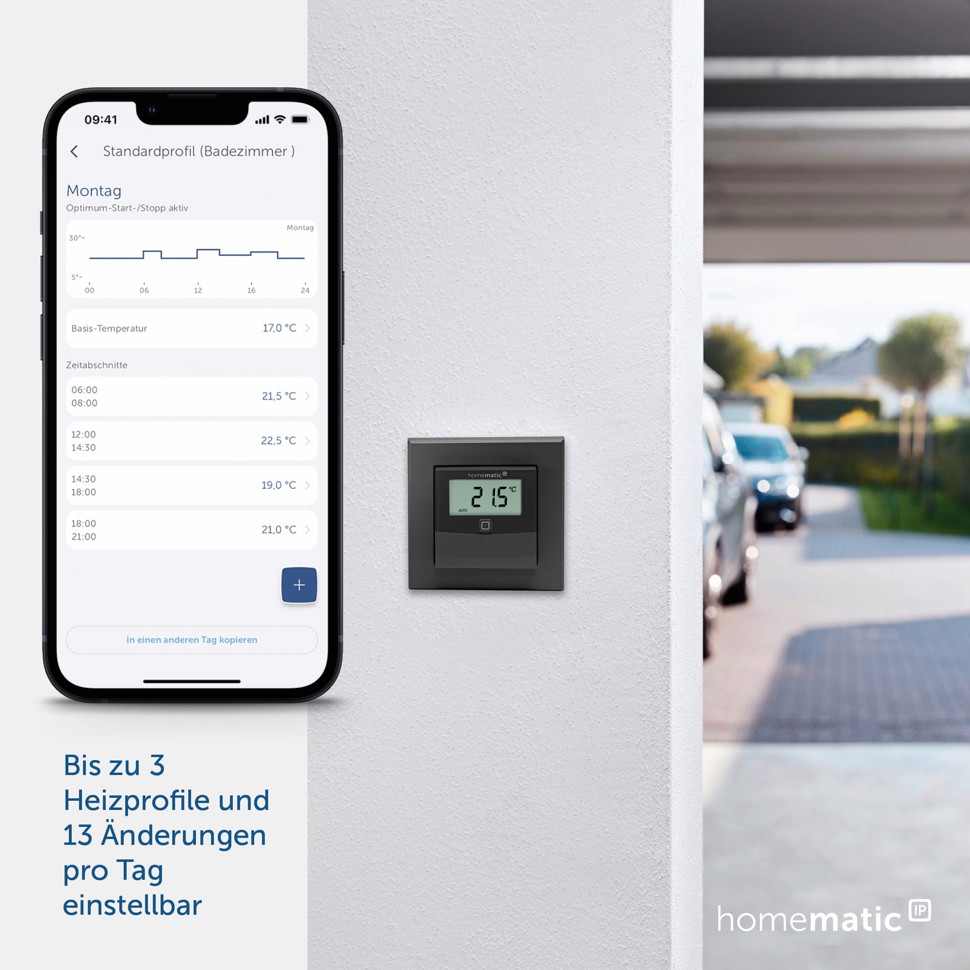 Homematic IP Smart Home Temperature and Humidity Sensor with Display - Indoor, Controls Radiator/Underfloor Heating Via App, Alexa, Google Assistant, Energy Saving, Anthracite, 160551A0