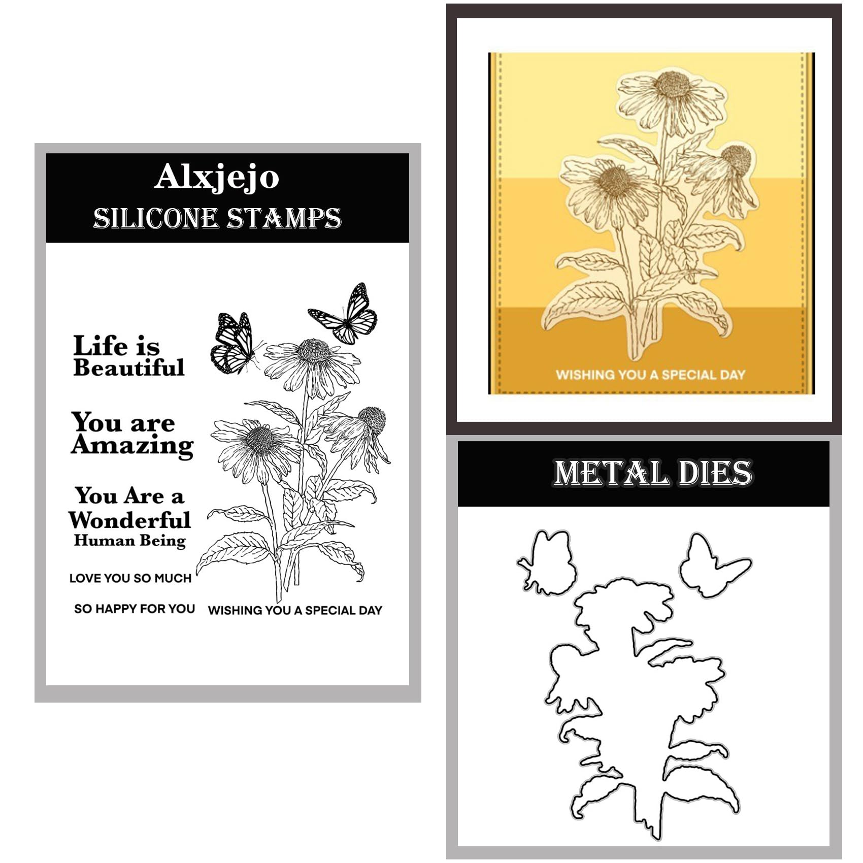 Alxjejo Cutting Dies and Stamps Set 2024-2025-2026,Stamps and die for Card Making for DIY Birthdays, Thanksgiving Day, Valentine's Day, Scrapbooking, Art Craft, Festivals Greeting Card Album