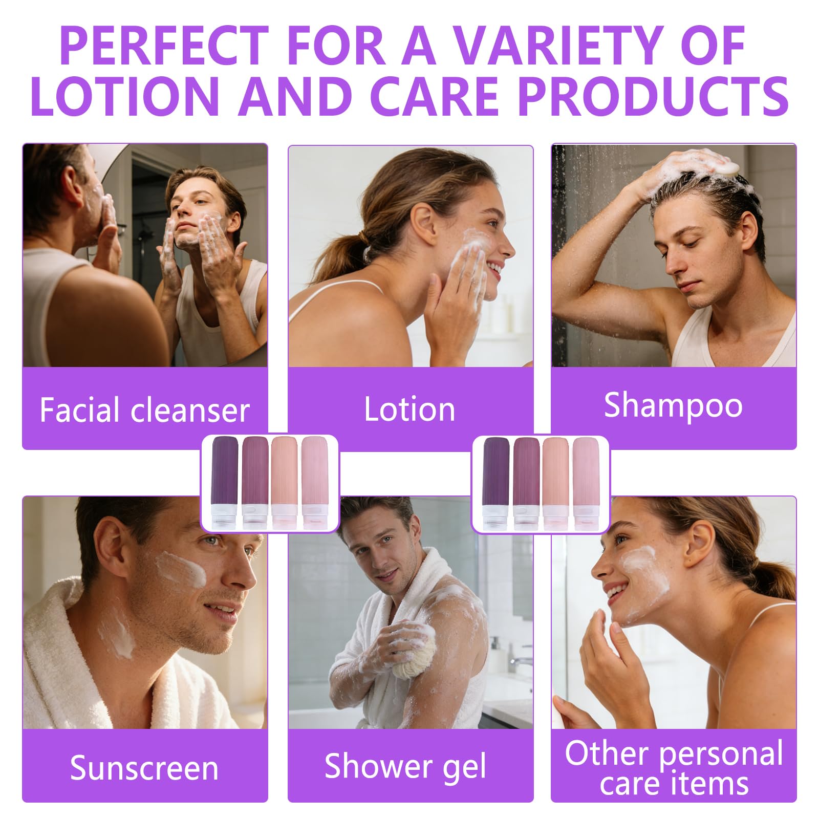 Kit 18 Pezzi Bottiglie da Viaggio in Silicone, Flaconi Riutilizzabili per Shampoo, Lozione e Cosmetici, Etichette Incluse, Perfetto per Liquidi, Creme e Articoli da Bagno