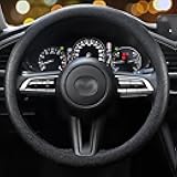 LRITER Car Steering Wheel Cover, Non-Slip Silicone Material, Multiple Color Choices, Universal Auto Parts Steering Wheel Cover, Suitable for Most Cars (Black)