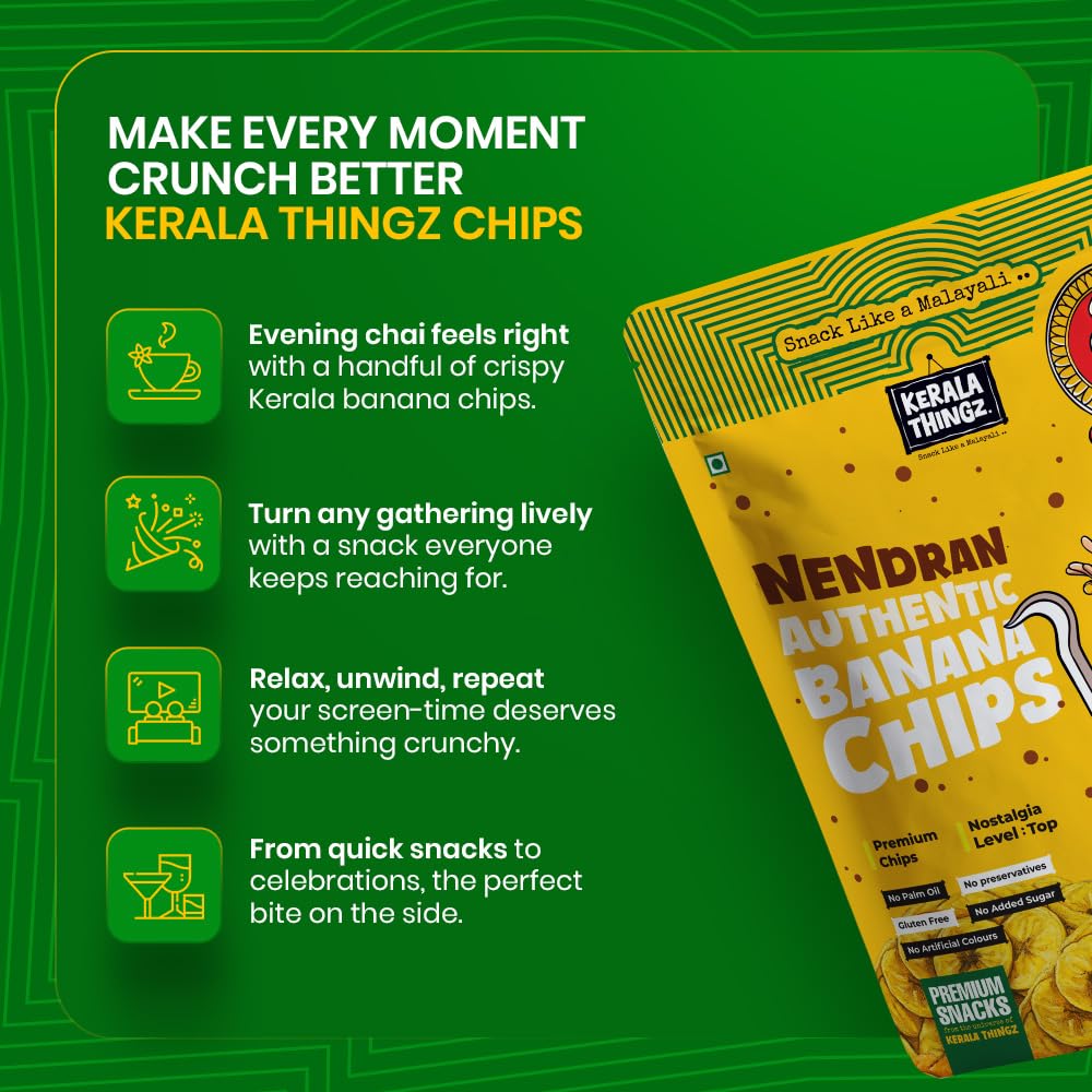 Kerala Thingz Chips Combo 830g | Authentic + Peri Peri + Tangy Tomato (Each 100g Pack) + Tapioca Chips (80g) + Kerala Jackfruit Chips + Madras Mixture + Butter Murukku (Each 150g Pack) 1