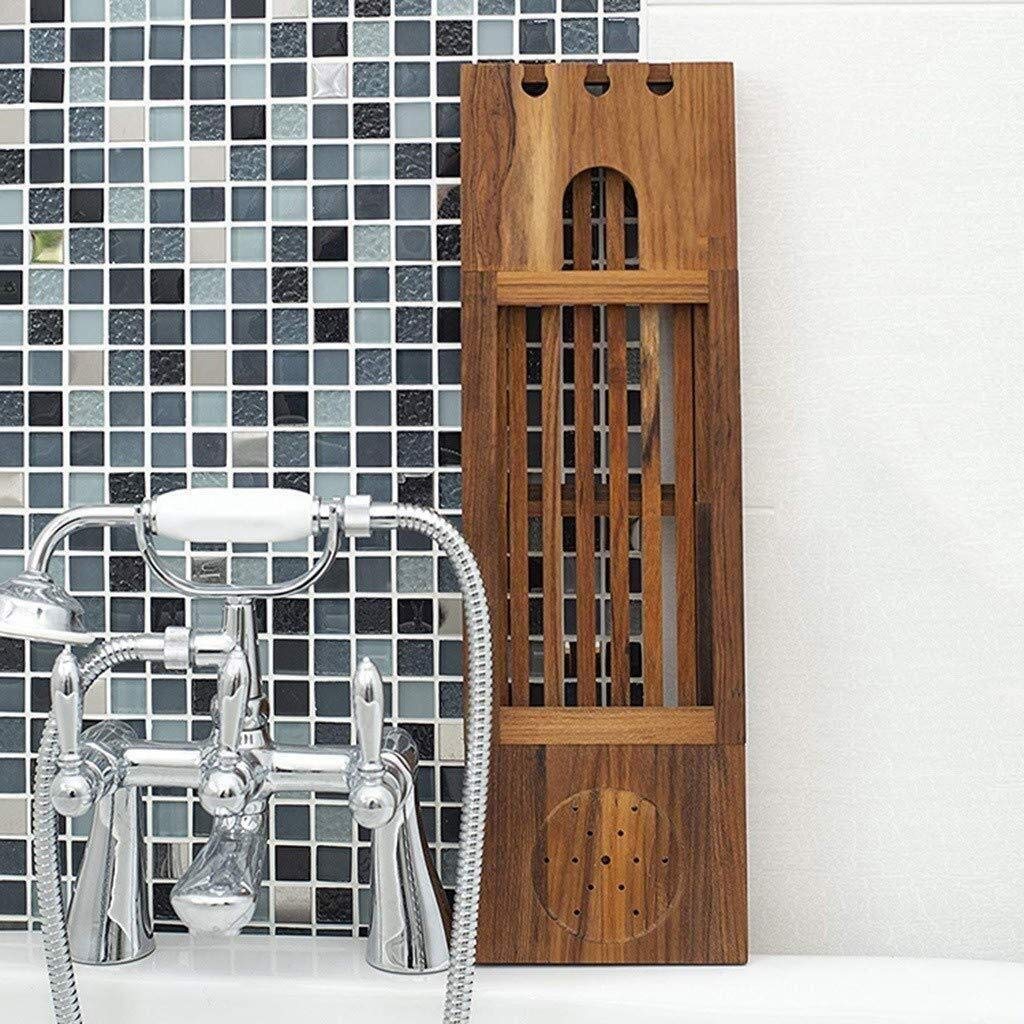 Bandeja de baño y Estante de baño telescópico de Madera Soporte de Bandeja de Cama para computadora portátil para Libros o tabletas Soporte de bañera Soporte de bañera de Barril