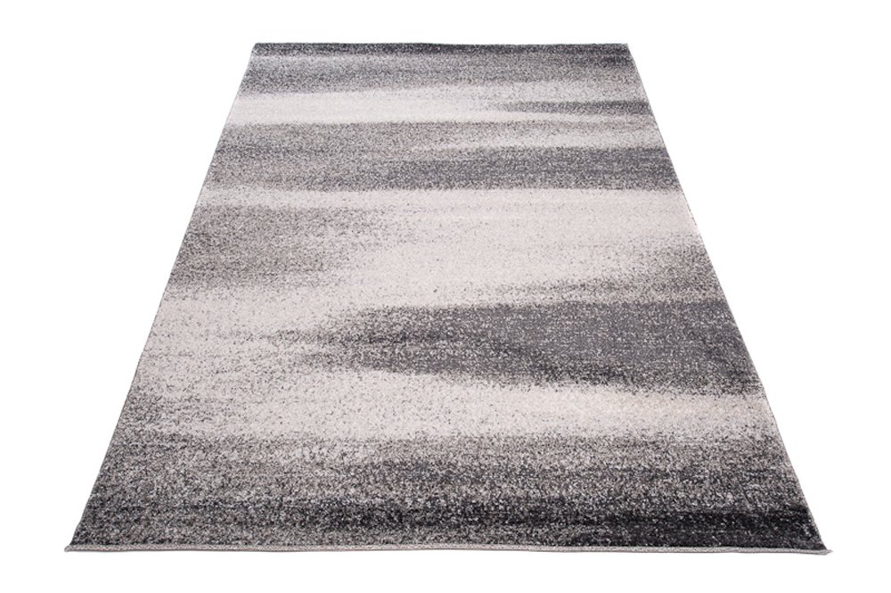 Tapiso Sari dywan z krótkim włosiem, melanż, szary, kremowy, abstrakcyjny, rozmazywane linie, paski, wzór do salonu, Ökotex 190 x 270 cm