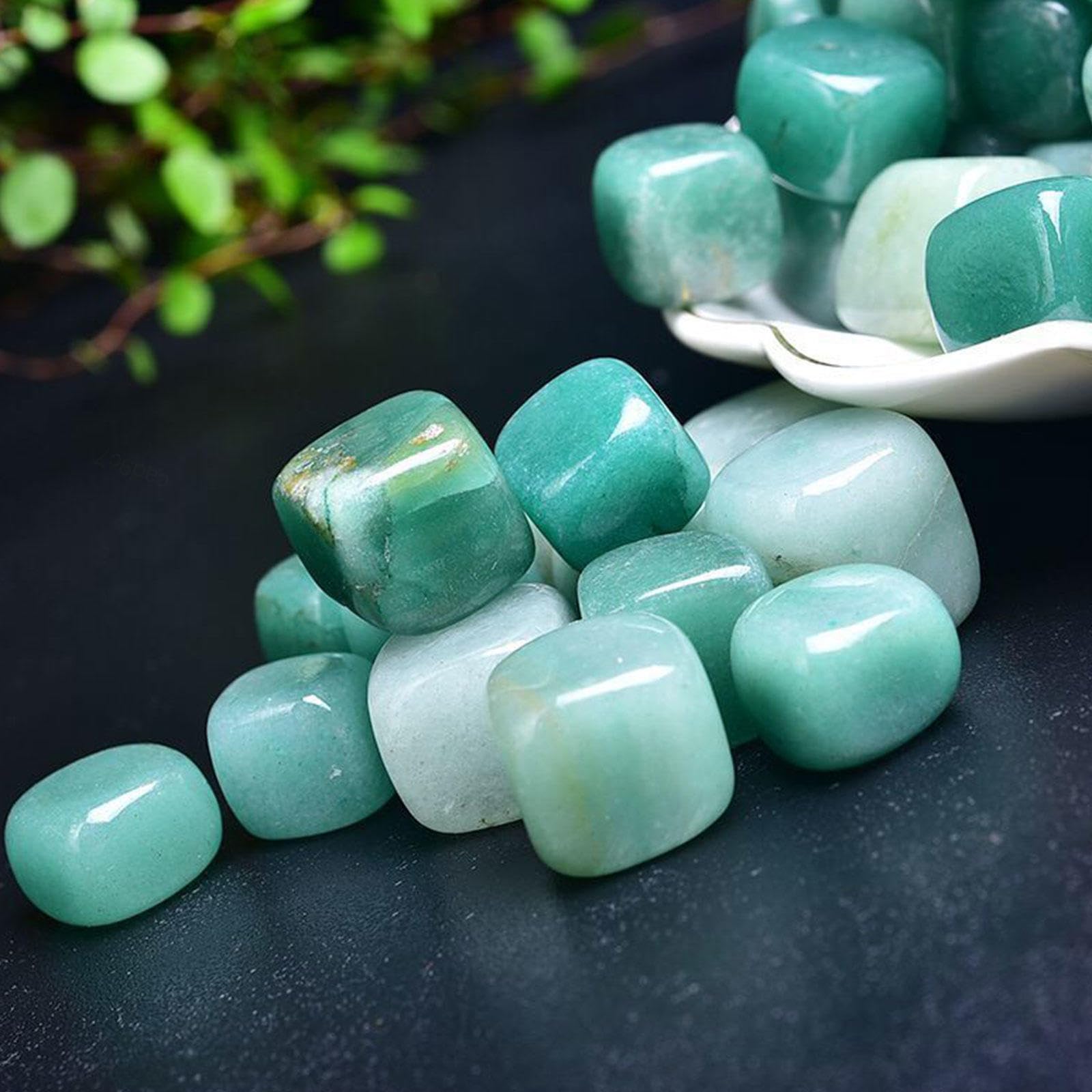 Piedras Pulidas Caídas Cristales Curativos Cubo Cuadrado - Piedra Preciosa de Aventurina Verde Natural a Granel para Energía Curativa Wicca Reiki - 2.2 Libras, 20 Mm