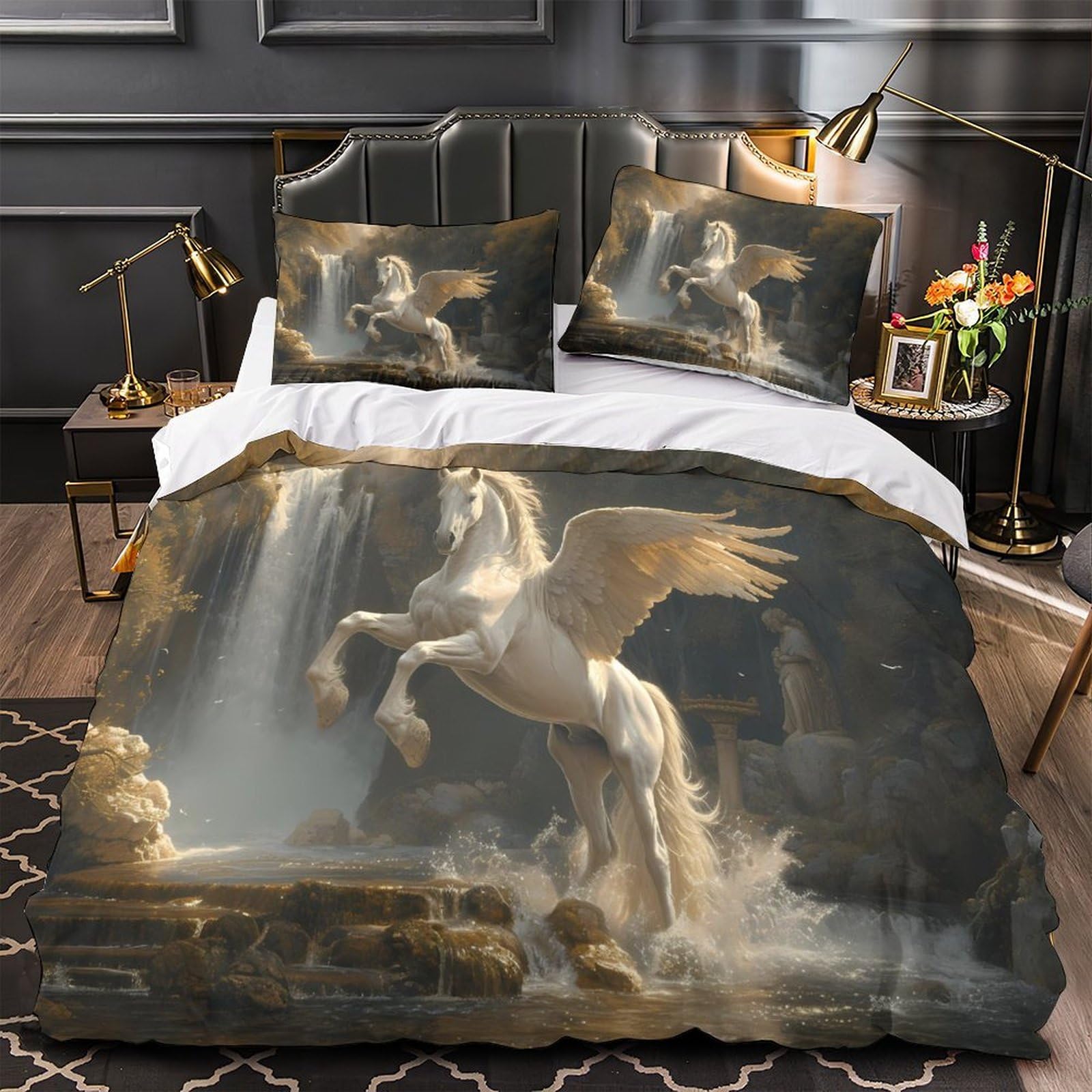 Housse de couette 3D hypoallergique et douce en microfibre résistante