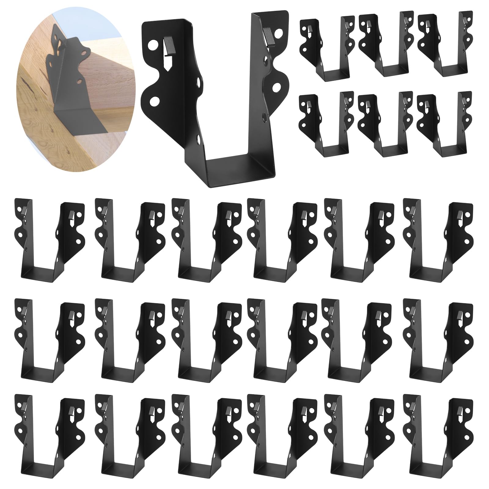 8 Pcs 2x4 Joist Hanger, Black Powder-Coated for Rafter Hurricane Ties ...