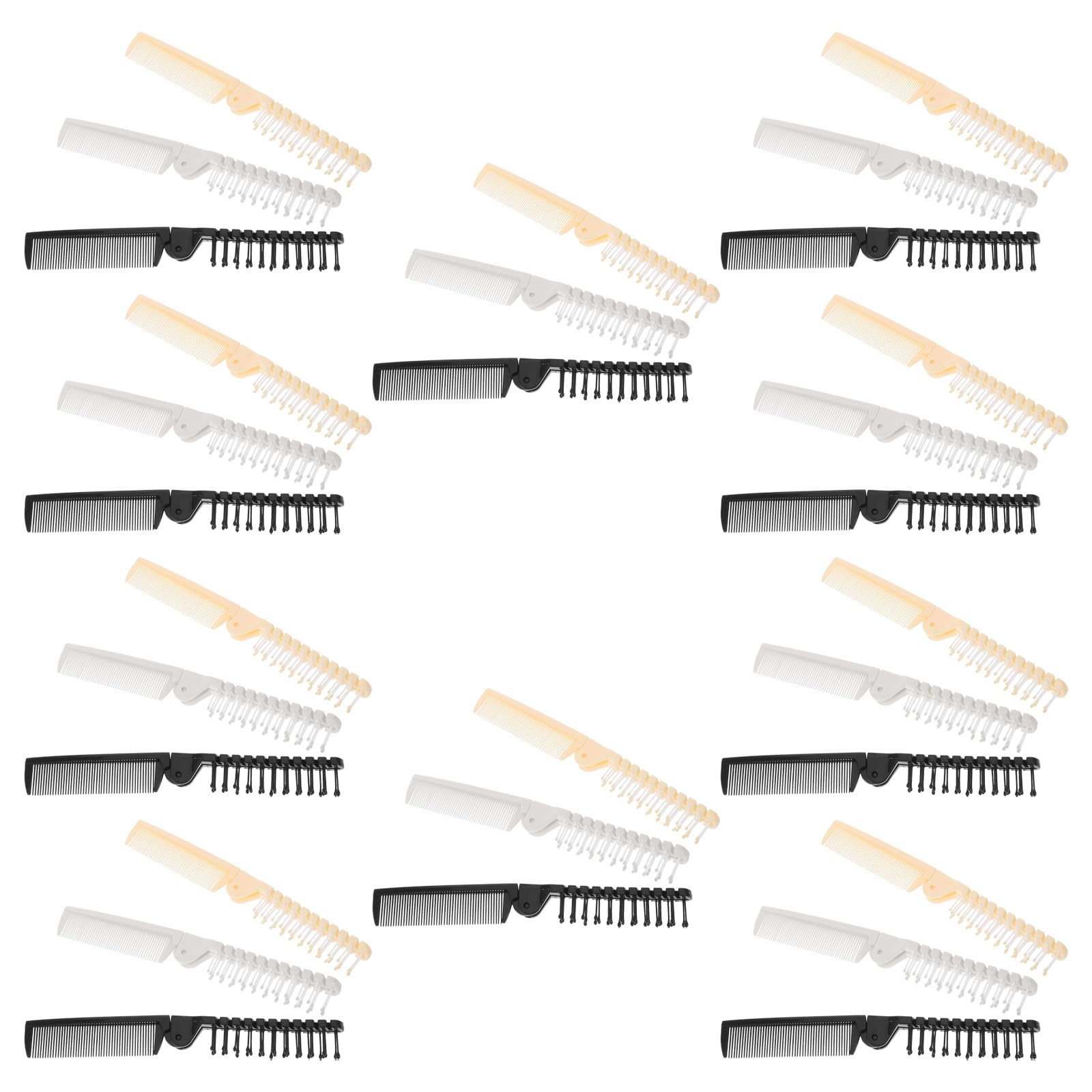 Outanaya Peigne Pliable Antistatique pour Femmes en Plastique, Double Usage Dents Fines, Design Élégant et Compact, pour Voyage et Événements, Pack de 30 Pièces