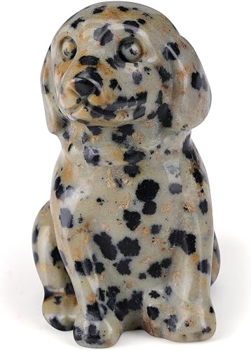 PESOENTH Dalmation Spot Jasper Crystal Dog Statue Figurines Dog Lovers Gifts for