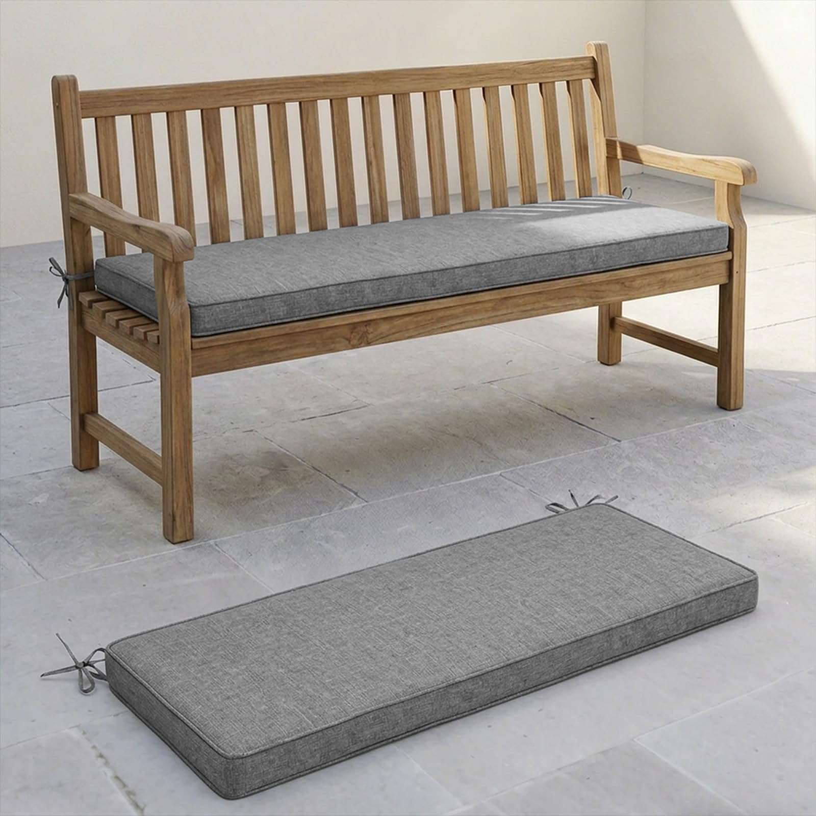 Indoor Linen Bench Cushion 5 cm Thick 95x40cm, Garden Bench Seat Pad 2/3/4 Seater with Non-Slip Backing for Dining Piano Shoe Bench Bay Windows Indoor/Outdoor Long Chairs Multiple Sizes,Dark Gray