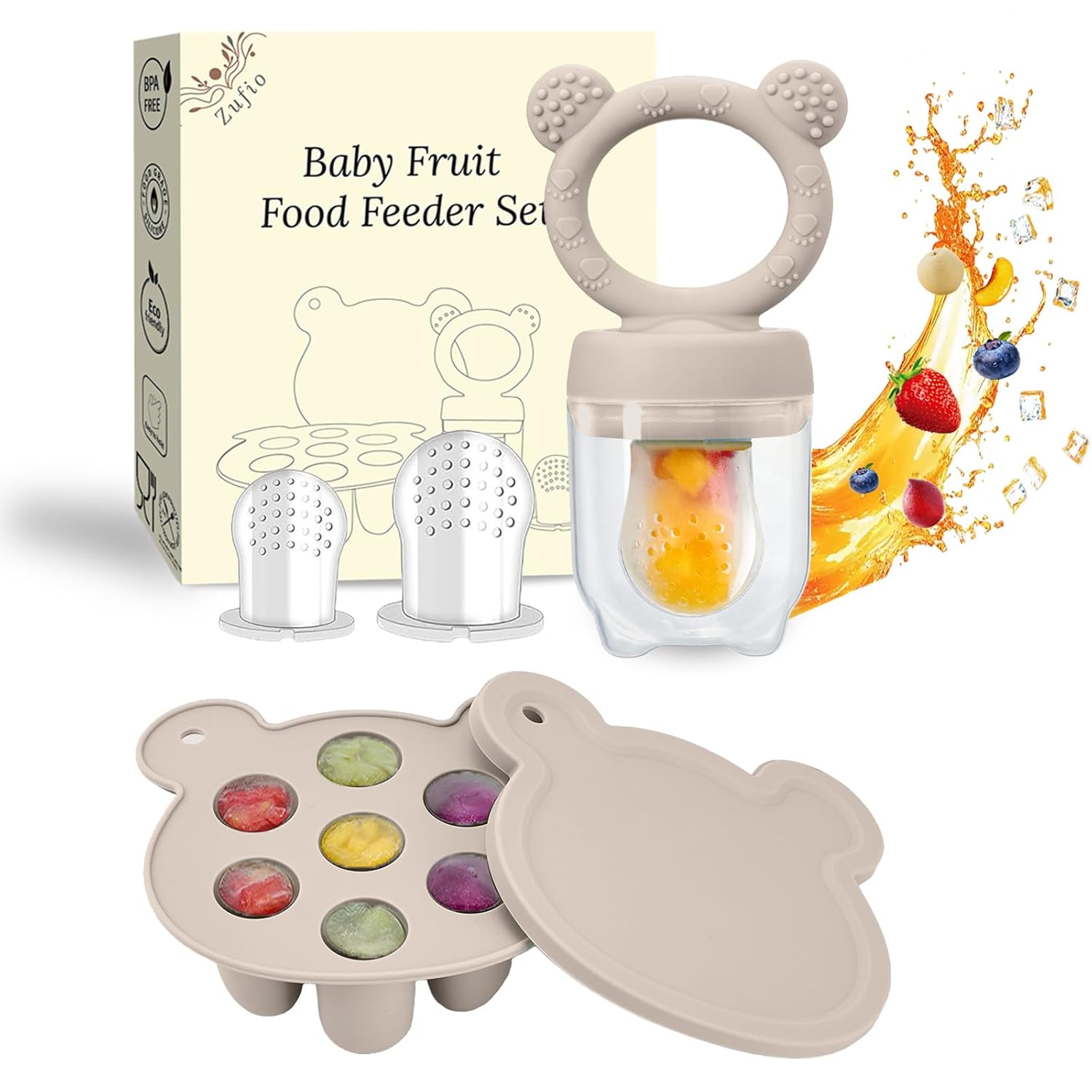Marke: ZUFIO Silikon Fruchtsauger & Gefrierbehälter Set