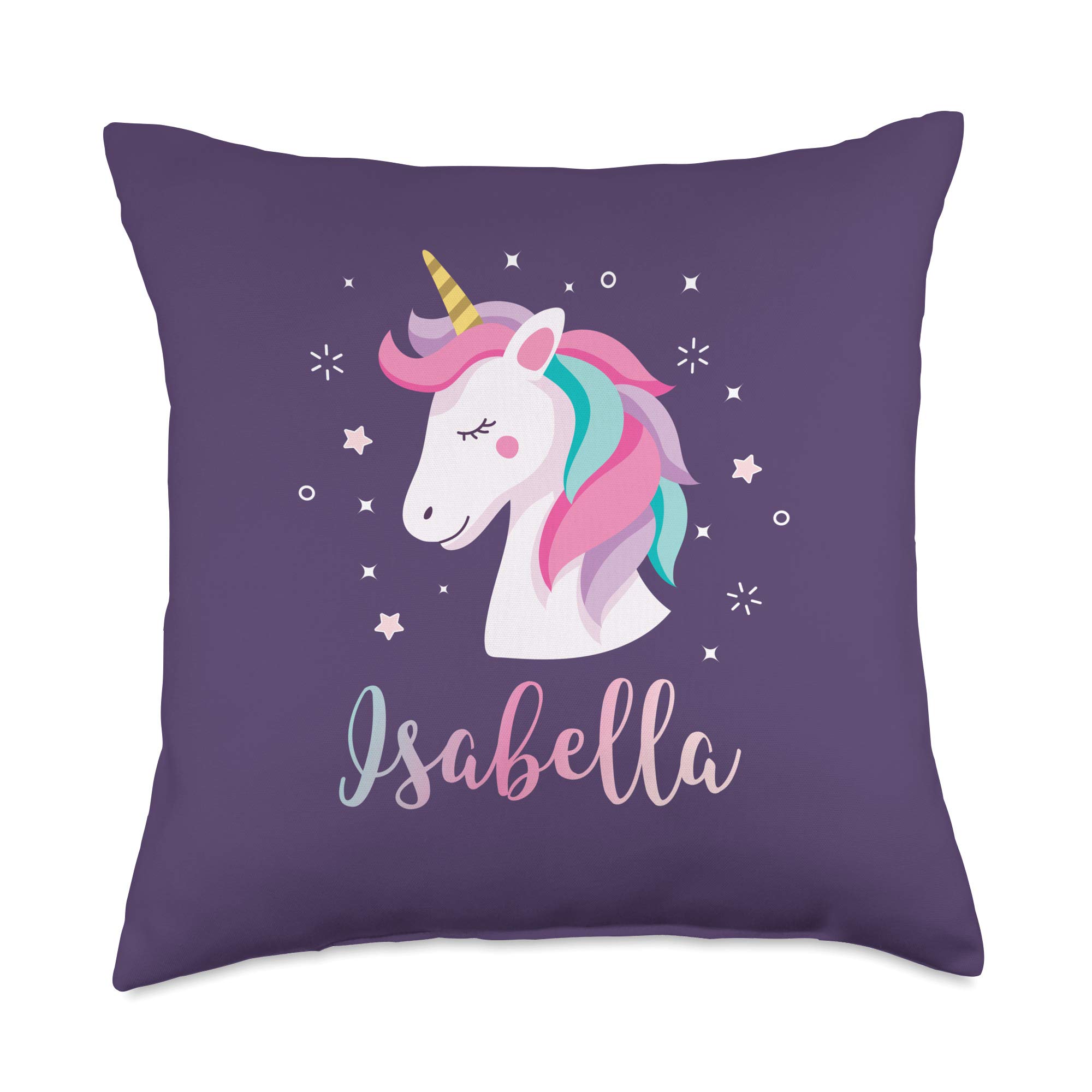 Cute Isabella Unicorn Personalized Name Girls Gifts Throw Pillow
