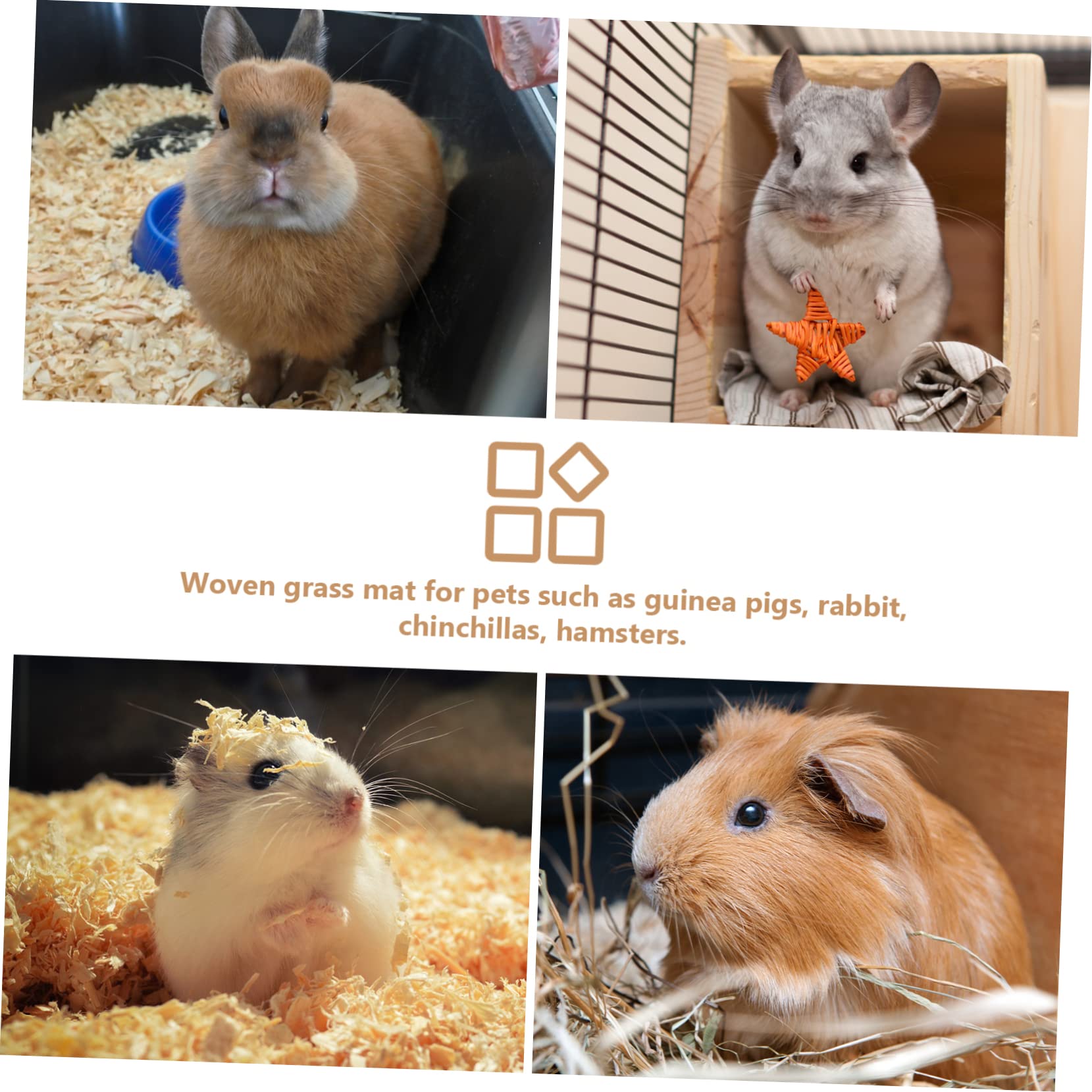 Hohopeti 2stücke Käfigmatte Aus Gras Für Nager Woven Bed Mat Als Kauspielzeug Und Nest Für Meerschweinchen Und Hamster Natürliche Schützende Unterlage Für Empfindliche Pfoten