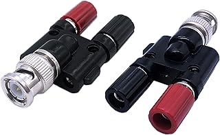 CERRXIAN BNC Male to Dual Banana Female Binding Post Jack Adapter for Oscilloscope DVM (2-Pack)(Black) (NmBf)