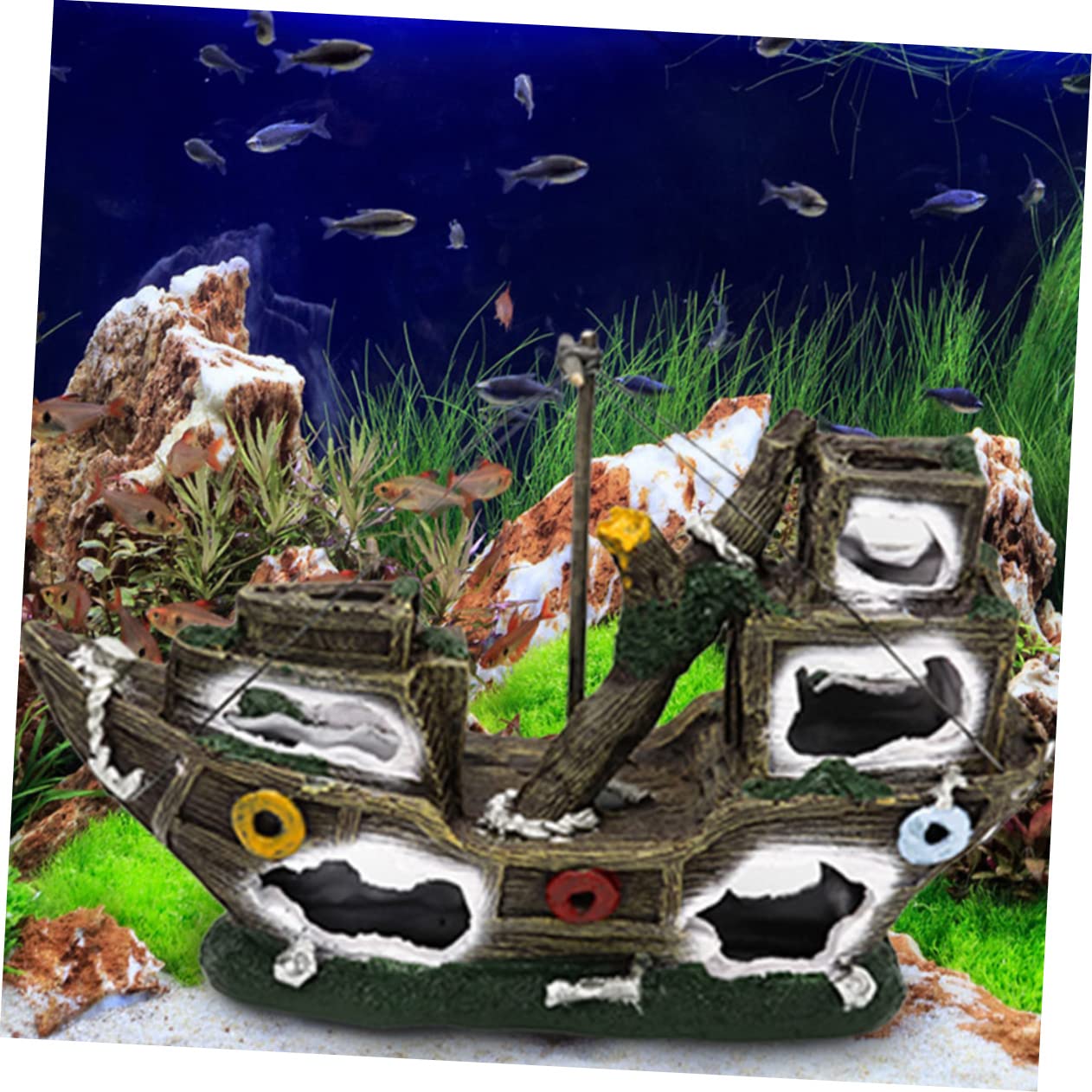 VANZACK Ornement De Paysage Aquarium Modèle De Pirate pour Décoration De Réservoirs Aquatiques Accessoire Créatif pour Poissons Betta Et Crevettes