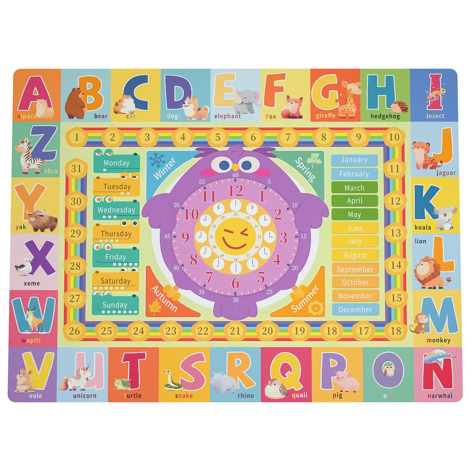 chunsemeiju Kids Play Mat for Floor, ABC Playroom Baby Rug 60x80 Non Slip Padded Floor Mats for Kids(Type B)