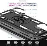 LeYi Cover per Xiaomi 11 Lite 5G NE/Xiaomi Mi 11 Lite 5G/4G con [2 Vetro Temperato], anello di supporto militare anti-caduta rinforzato difesa antiurto TPU morbida e PC rigida protezione custodia nera - 4